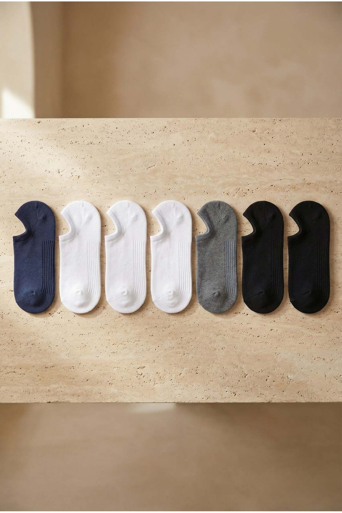 Katia & Bony  Unisex 7'li Paket Sneakers Patik Çorap Siyah / Beyaz / Lacivert / Antrasit