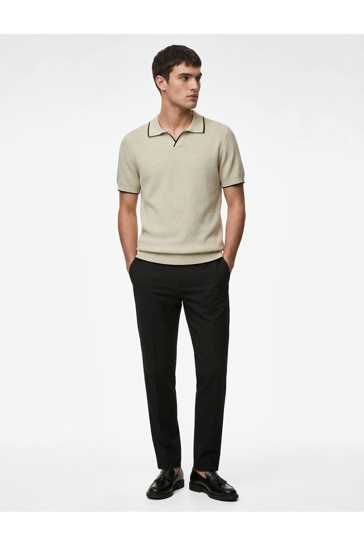 Koton Regular Fit Cotton Striped Detailed Polo Collar Short Sleeve Knitwear T-Shirt