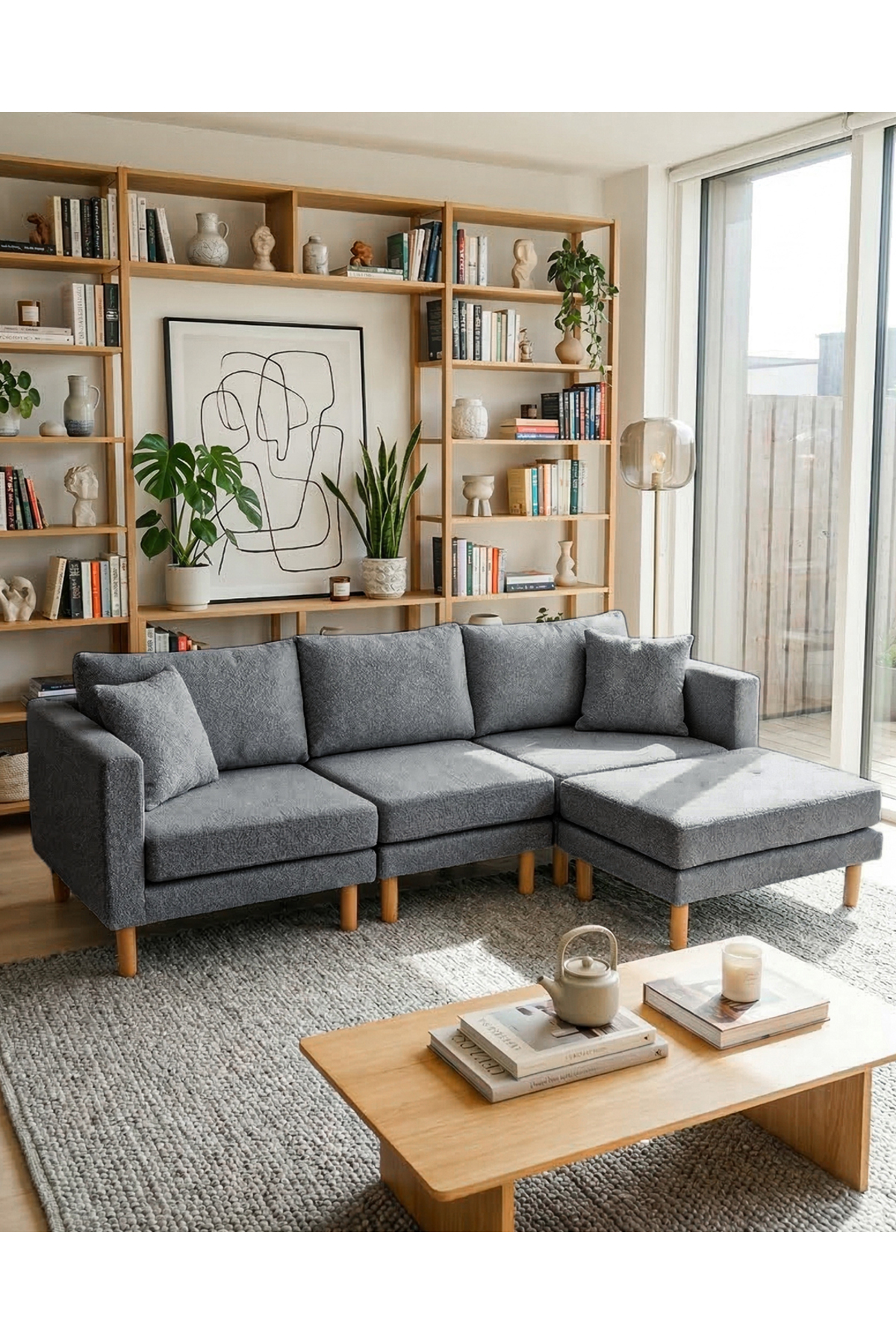Armin Smart Corner Sofa Set & Modern Modular Bed Corner Set - Dark Grey V106