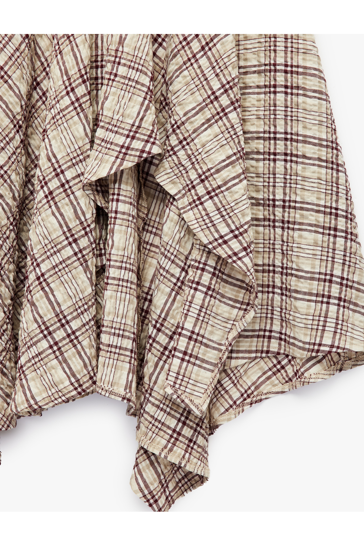 Koton  Viskon Krinkıl Kumaş Dokulu Asimetrik Kesim Ekose Etek - Görsel 3