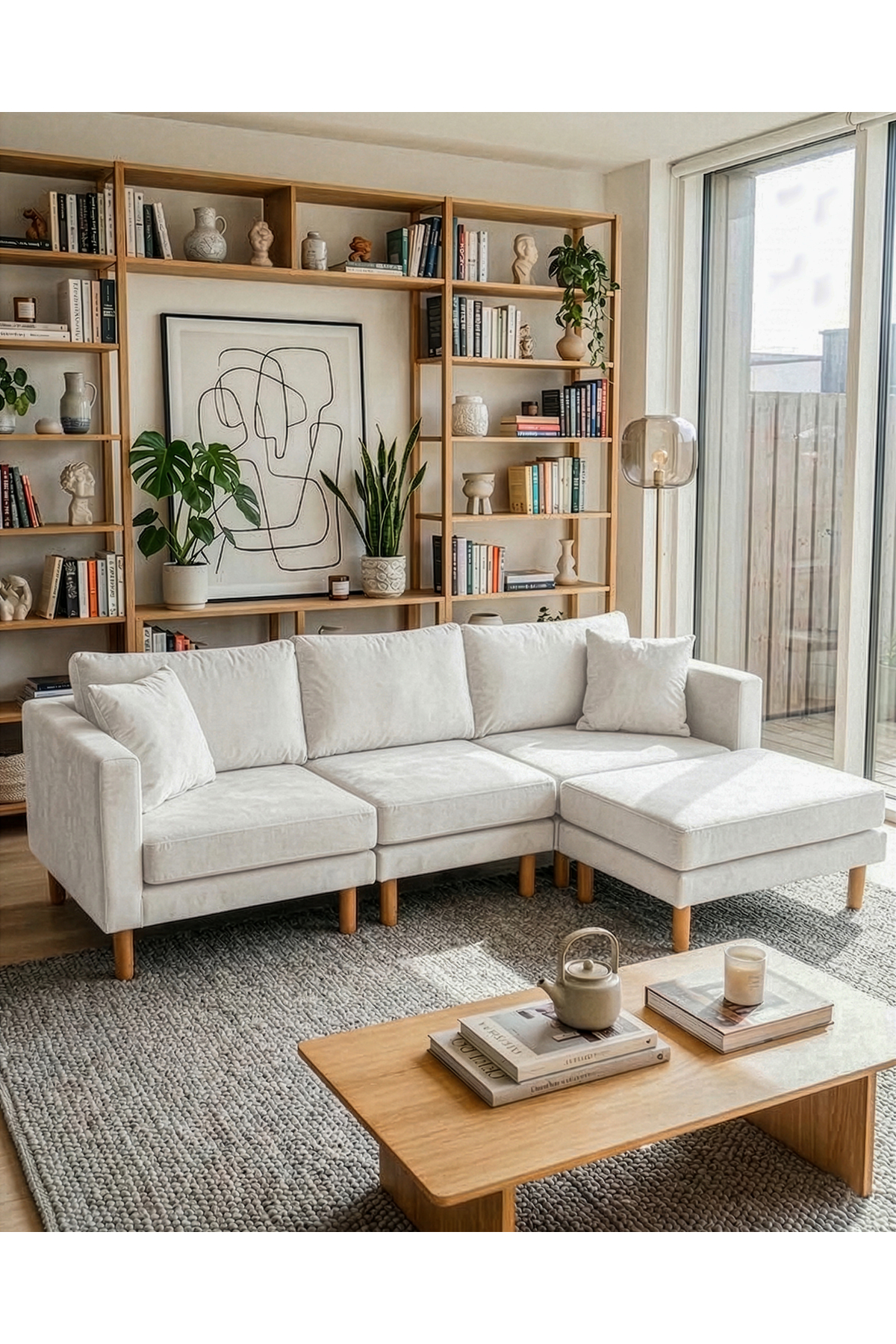 Armin Smart Corner Sofa Set & Modern Modular Bed Corner Set - Velvet - Gray