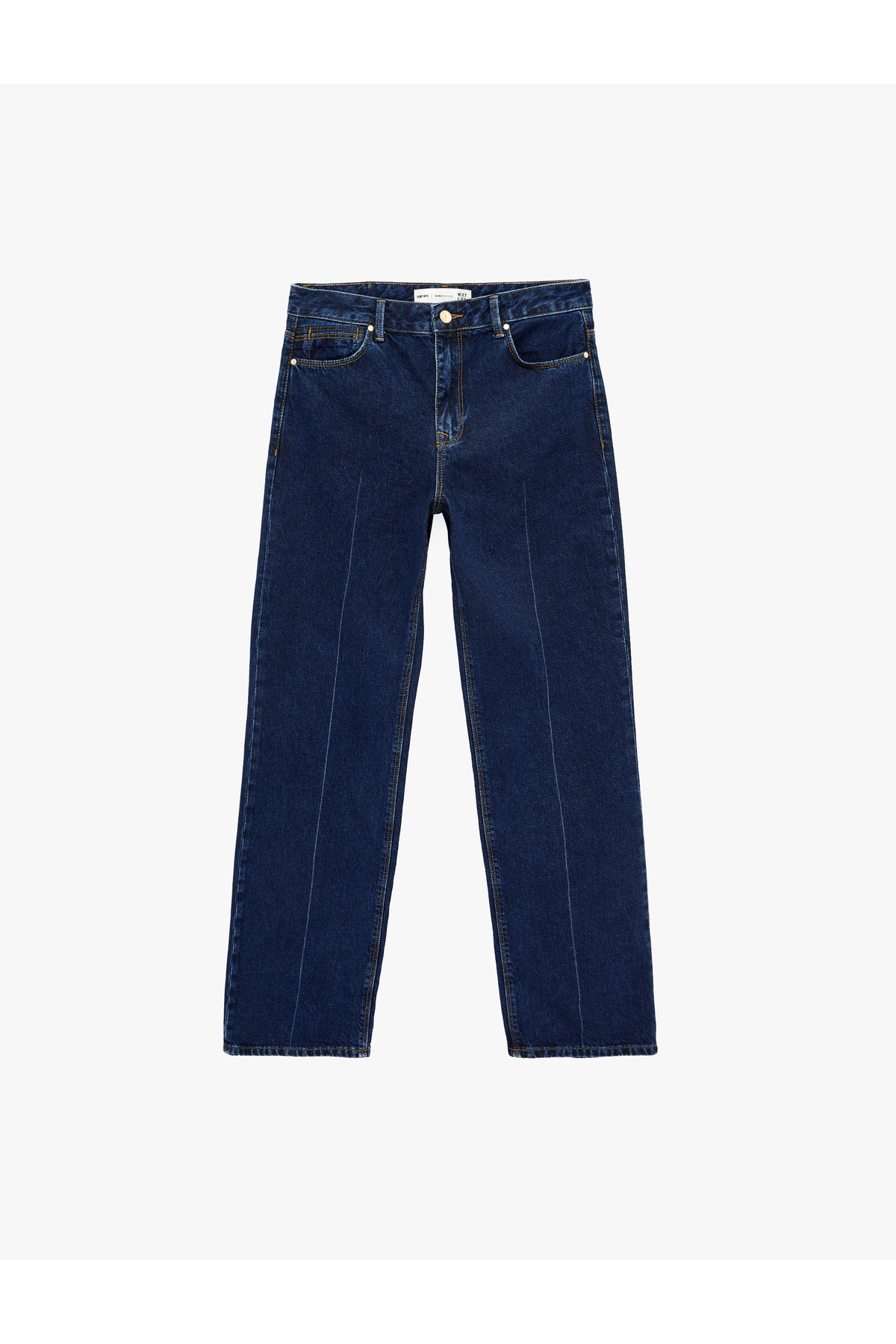 Koton Yüksek Bel Düz Paça Nervürlü Denim Pantolon - Straight Fit Jean