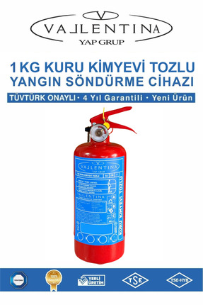 VALLENTİNA 1 KG YANGIN SÖNDÜRME CİHAZI TSE-HYB/CE BELGELİ 4 YIL GARANTİLİ (TÜ...