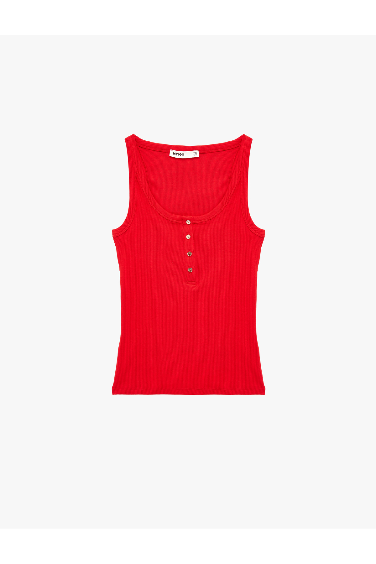 Koton Pamuklu Slim Fit Süs Düğmeli U Yaka Fitilli Atlet görsel 3