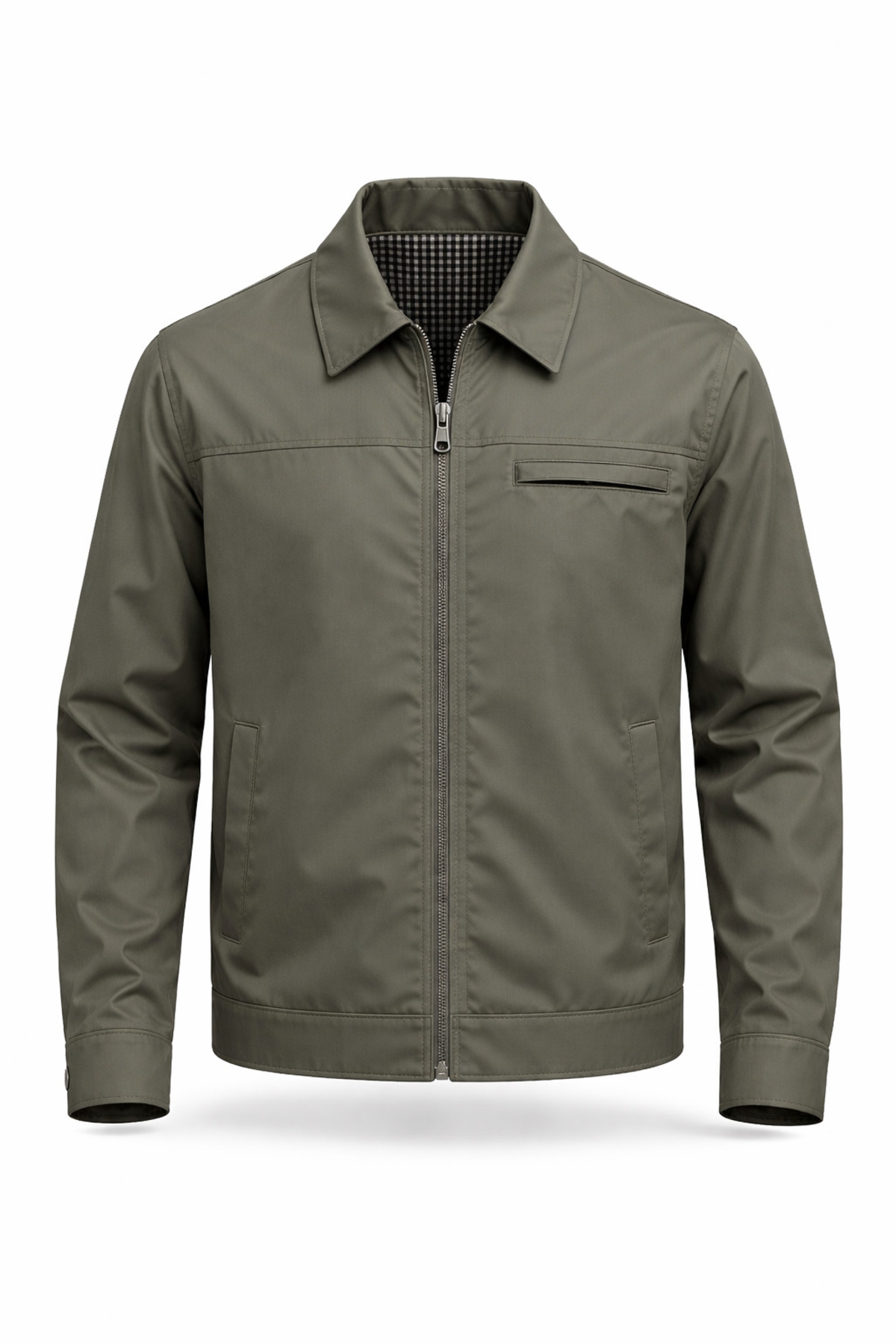 REGOS  Erkek Haki Regular Bonded Kumaş Klasik Yaka Mevsimlik&Yazlık Mont - Görsel 4