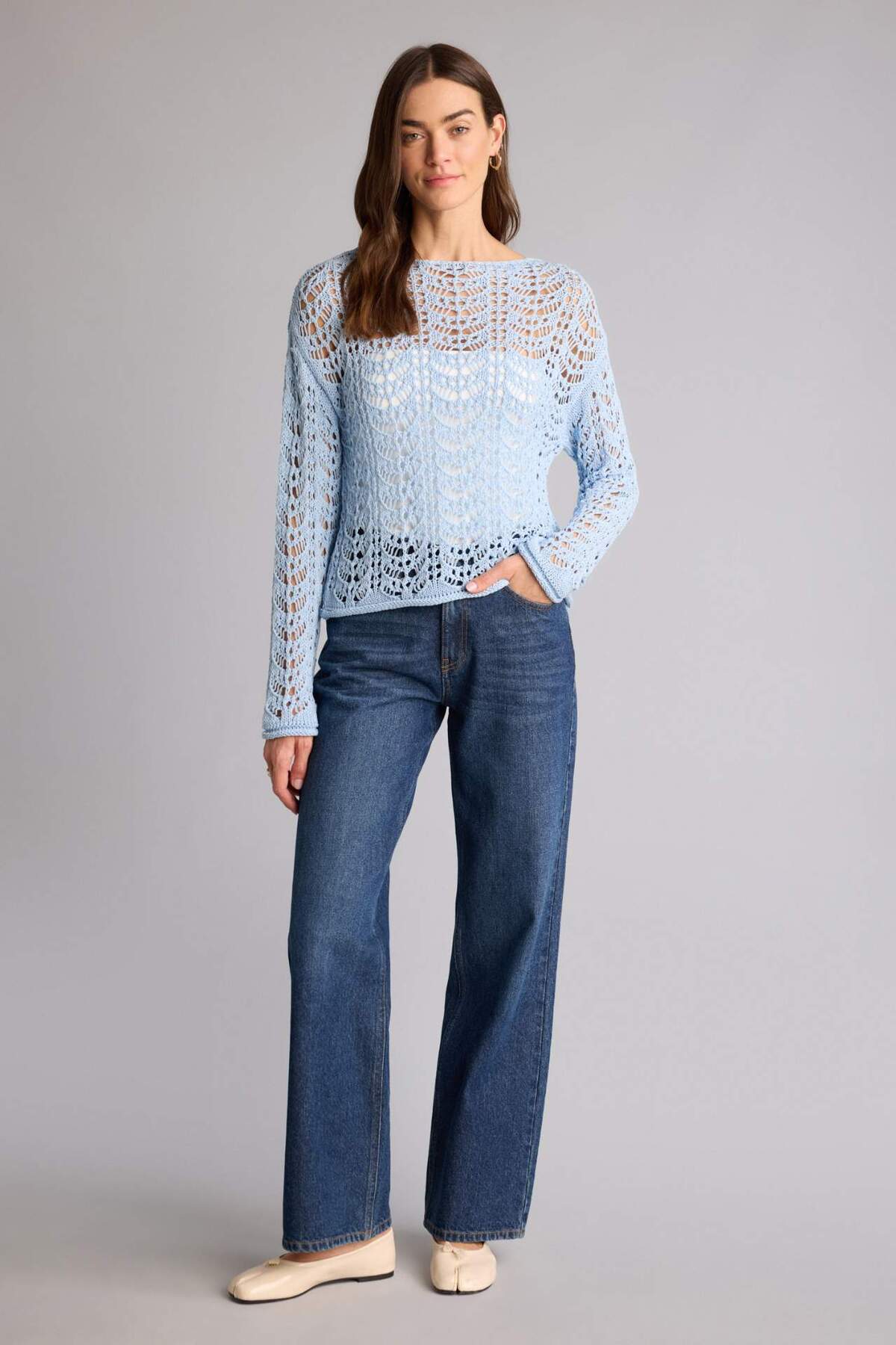 Defacto  Regular Fıt Kayık Yaka Triko Kazak F7079AX26SP - Görsel 2