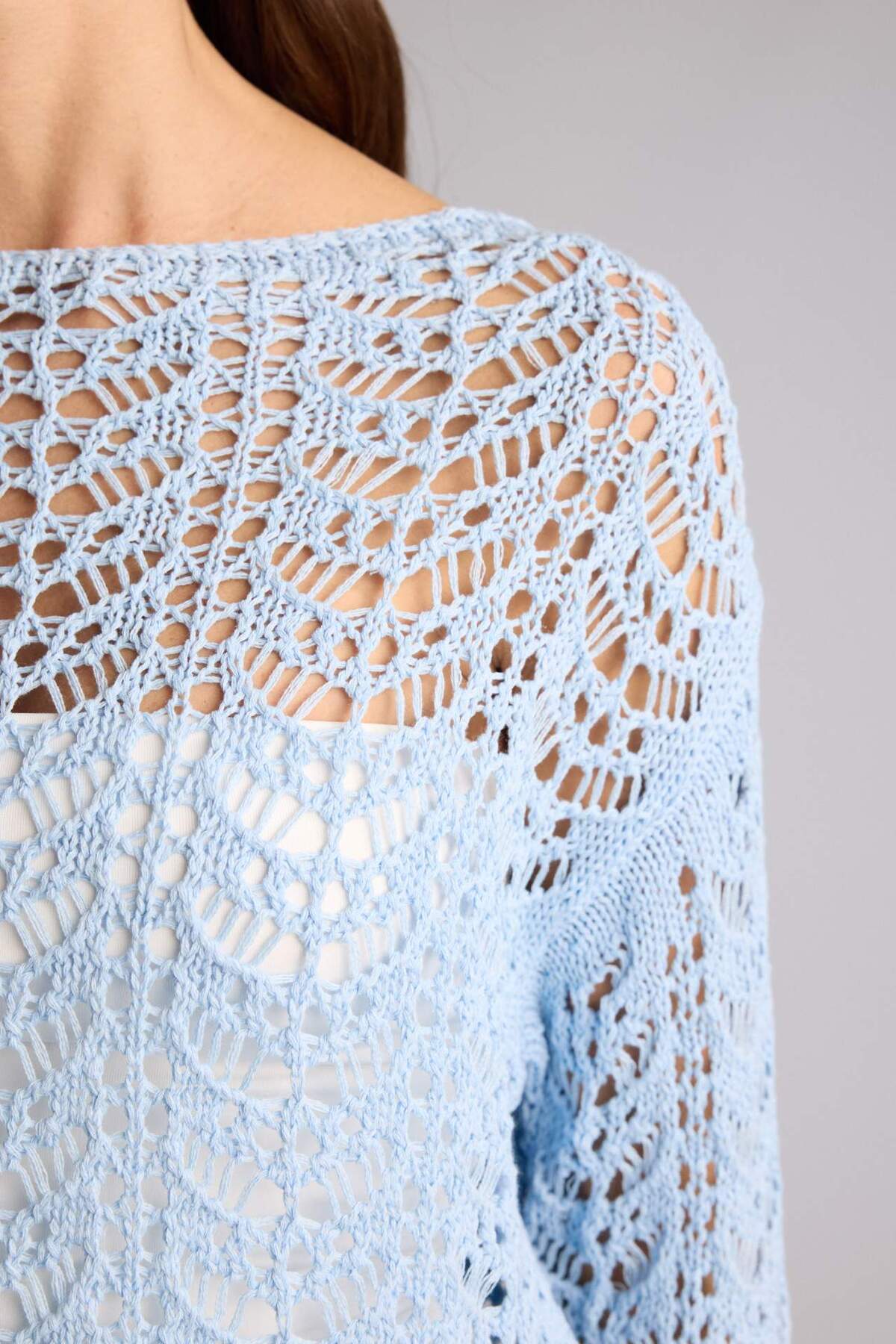 Defacto  Regular Fıt Kayık Yaka Triko Kazak F7079AX26SP - Görsel 4