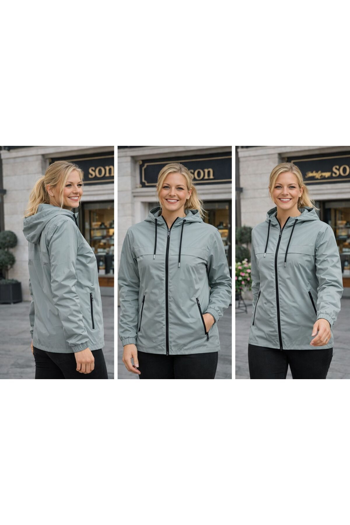 Gül Maison  Kadın Su Geçirmez Oversize Yağmurluk Kapüşonlu Şık Tasarım - Görsel 2