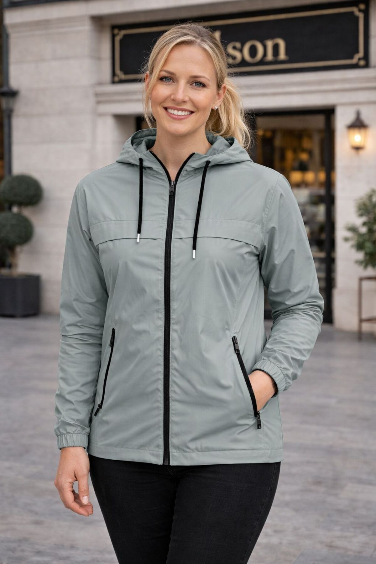 Gül Maison  Kadın Su Geçirmez Oversize Yağmurluk Kapüşonlu Şık Tasarım