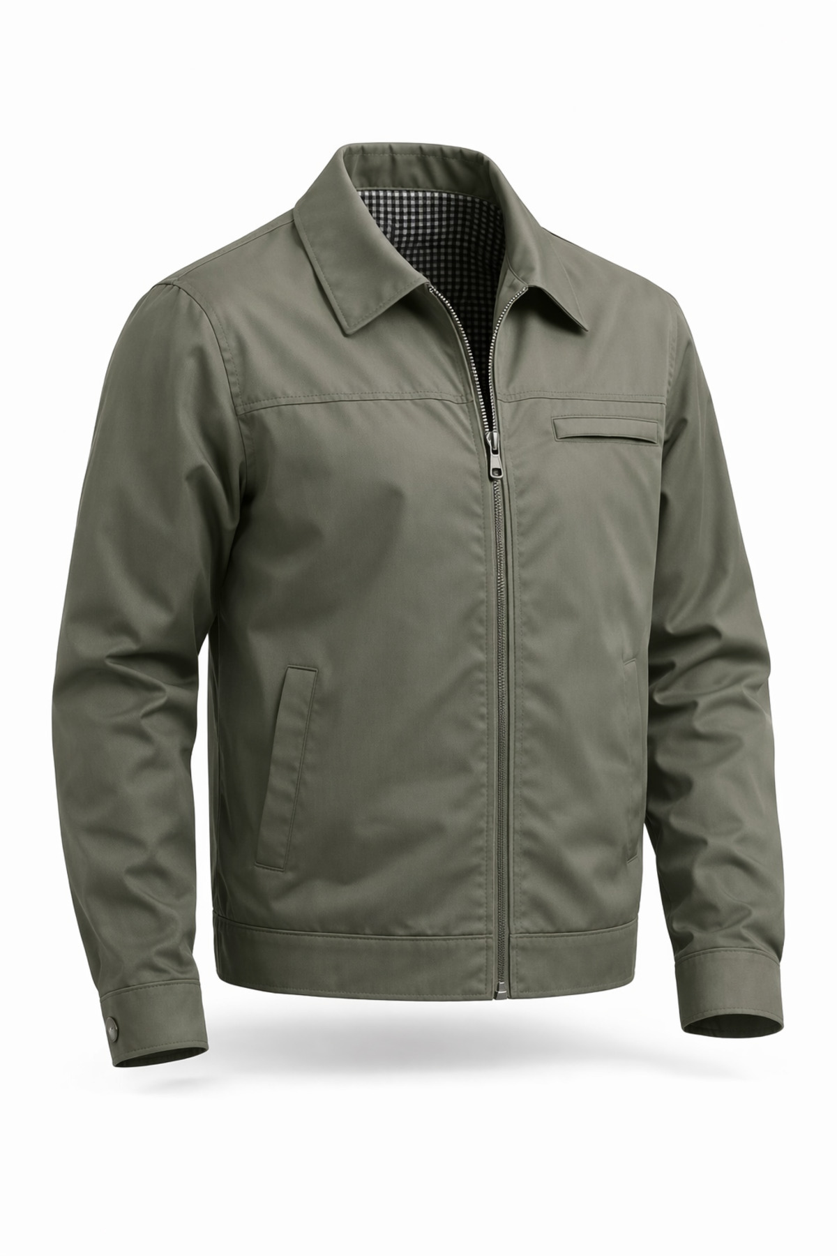 REGOS  Erkek Haki Regular Bonded Kumaş Klasik Yaka Mevsimlik&Yazlık Mont - Görsel 6