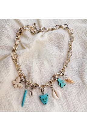 Ata Aura Turkuaz Taşlı Charm Detaylı Mix Zincir Kolye