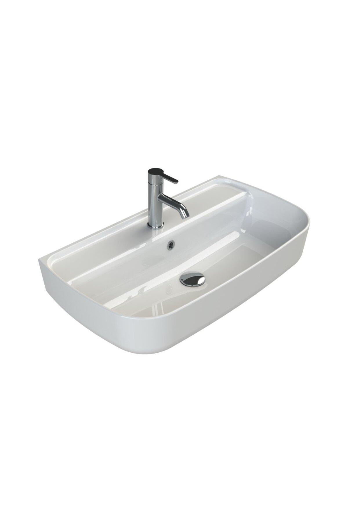 TURKUAZ Cerastyle Aqua Tezgâh Üstü Çanak Beyaz Lavabo 75x40 Cm