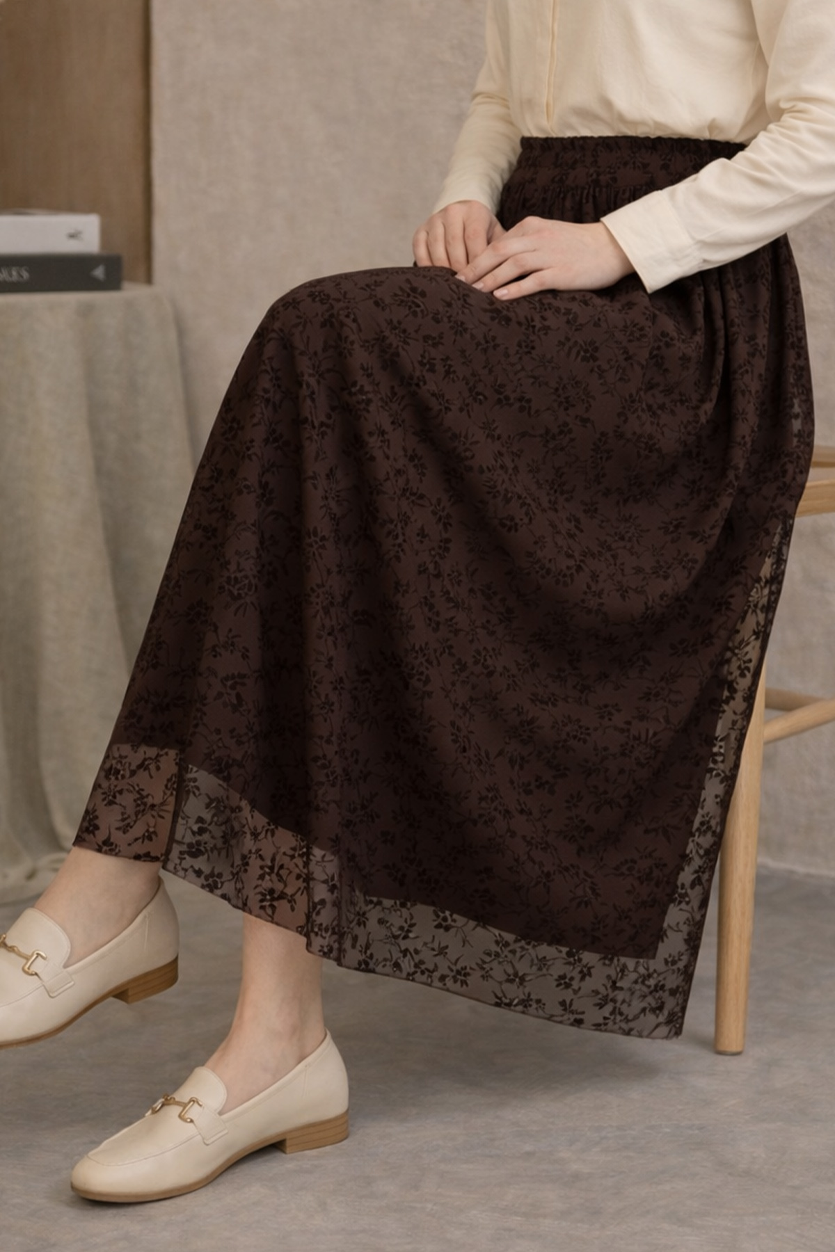 benguen  Danteli Flok Etek A220 Kahverengi - Görsel 2