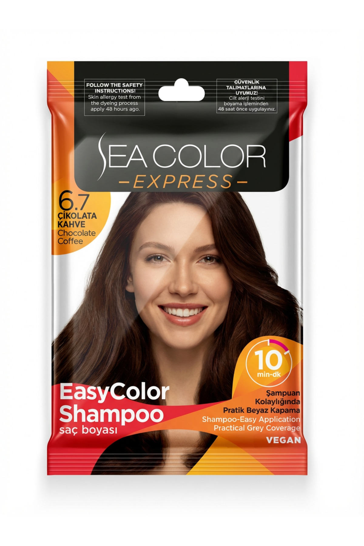 Sea Color رنگ موی شامپو اکسپرس، رنگ کردن آسان مو با شامپو قهوه ای شکلاتی ۶.۷ — رنگارنگ expressboya1