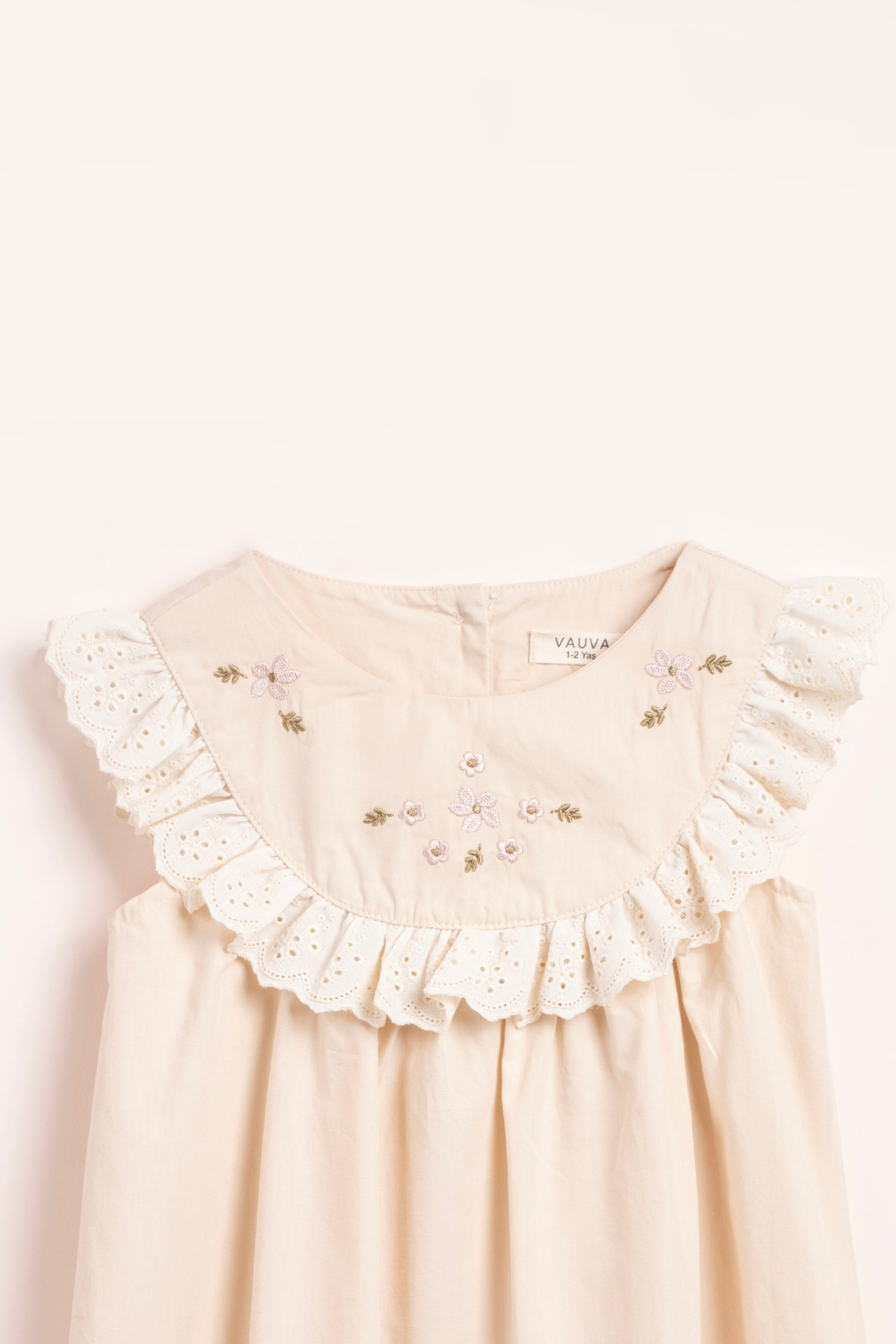 Vauva Elbise Kız Çocuk Nakışlı Yazlık FırFırlı Elbise fotoğrafı 3 (önizleme)
