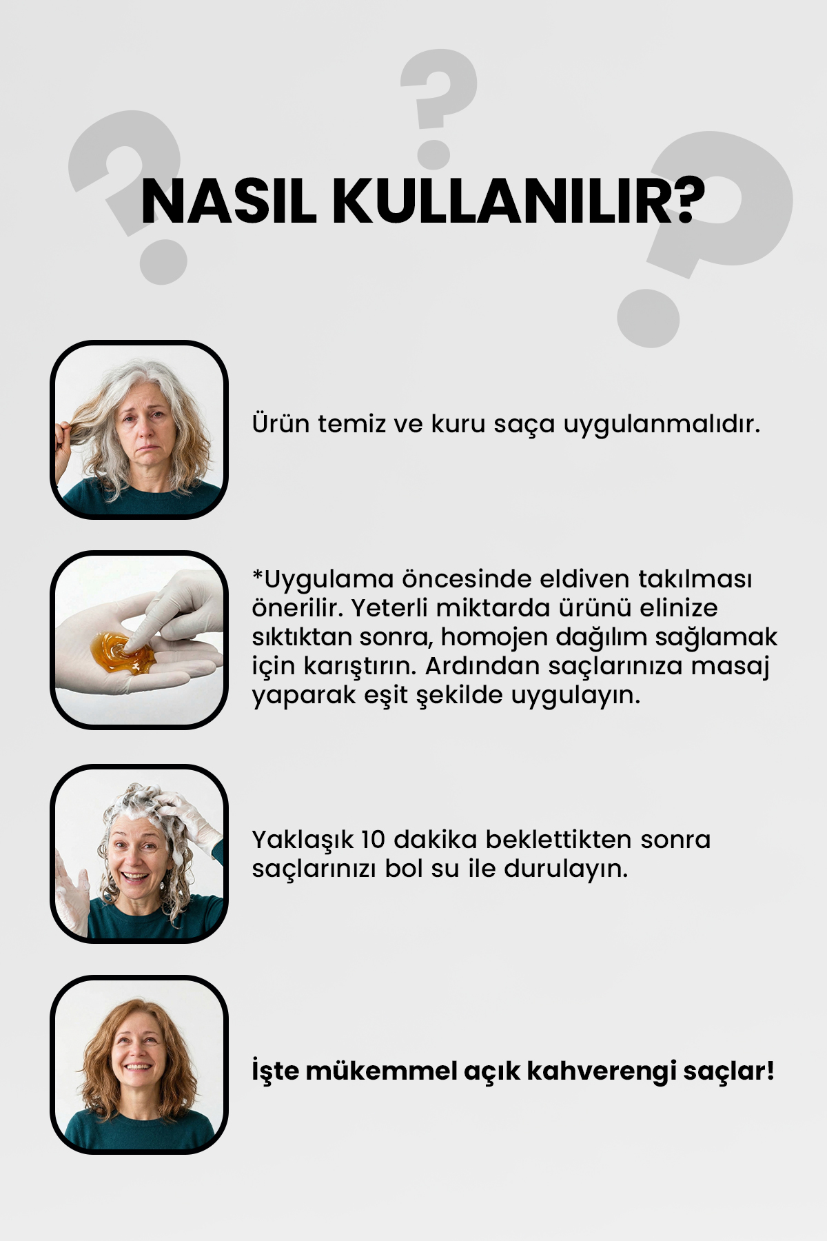 Beyaz Saçlar İçin Açık Kahve Anında Etkili Saç Boyası Şampuan 350 Ml — 8684808759357 — تصویر 6 از 7