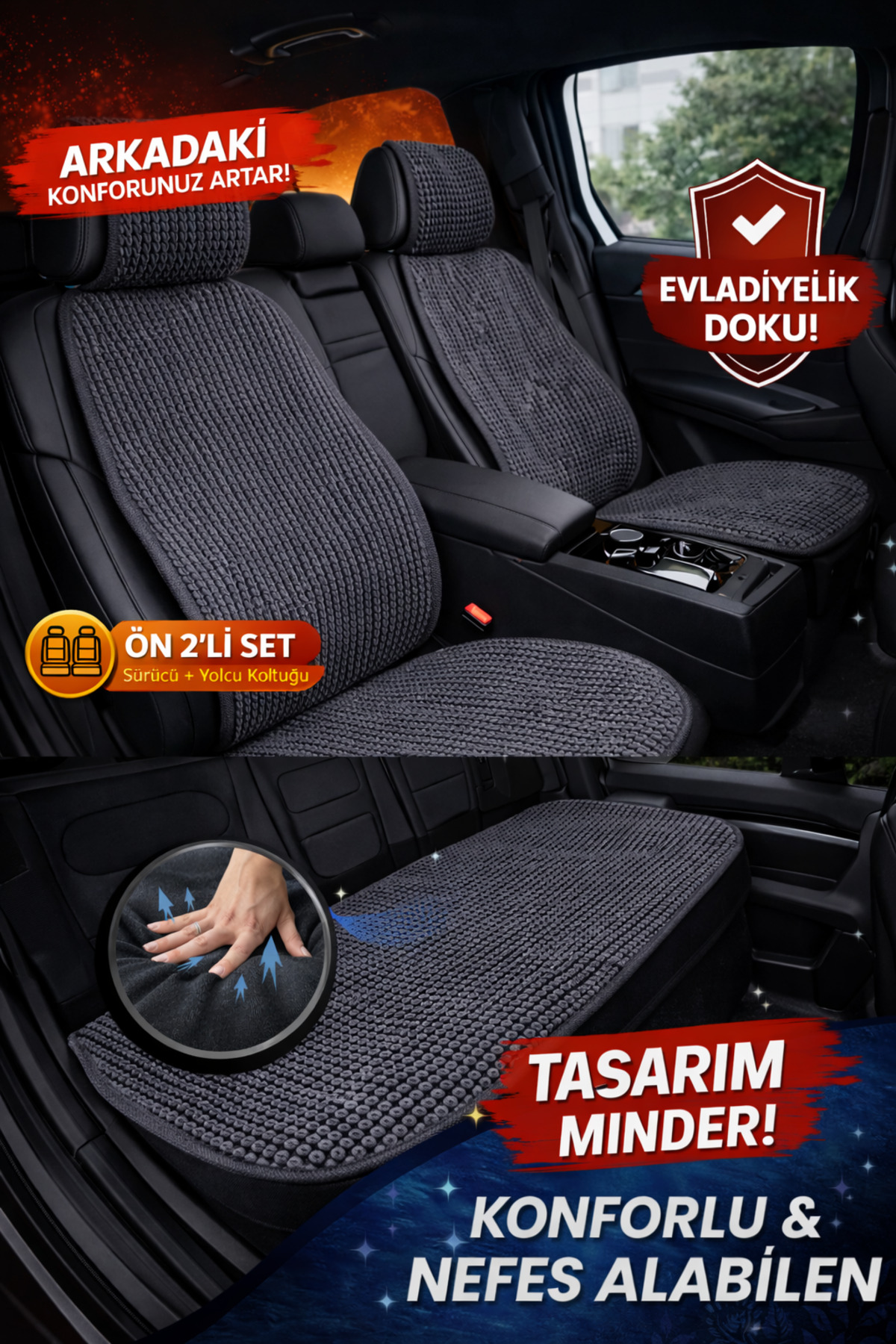 Örme 3 Parça Minder: Araç Koltuklarında Pratik Konfor ve Şık Görünüm