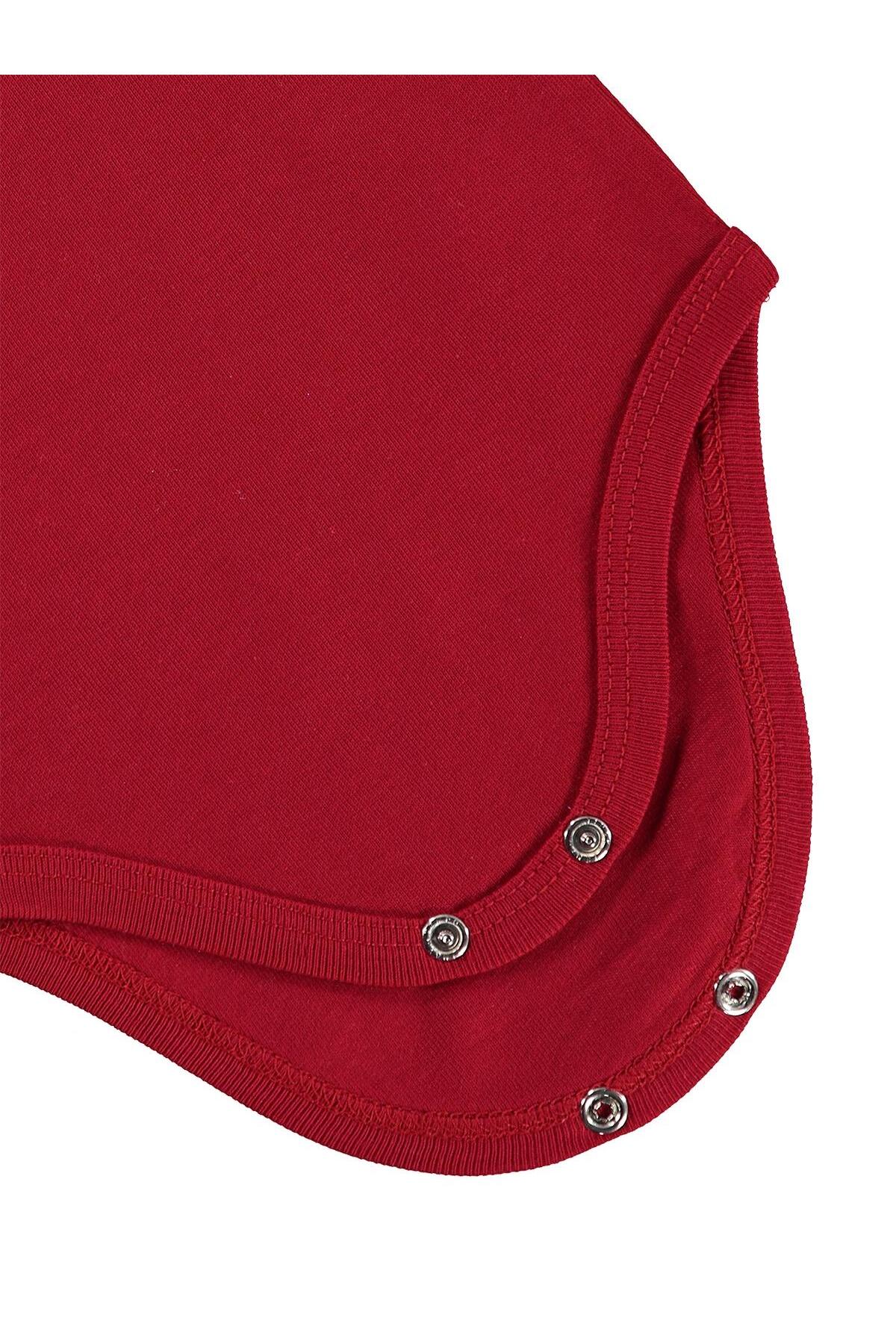 Civil Baby Dinazor Baskılı 3 Lü 0-36 Ay Çıtçıtlı Badi - Kırmızı fotoğrafı 6 (önizleme)