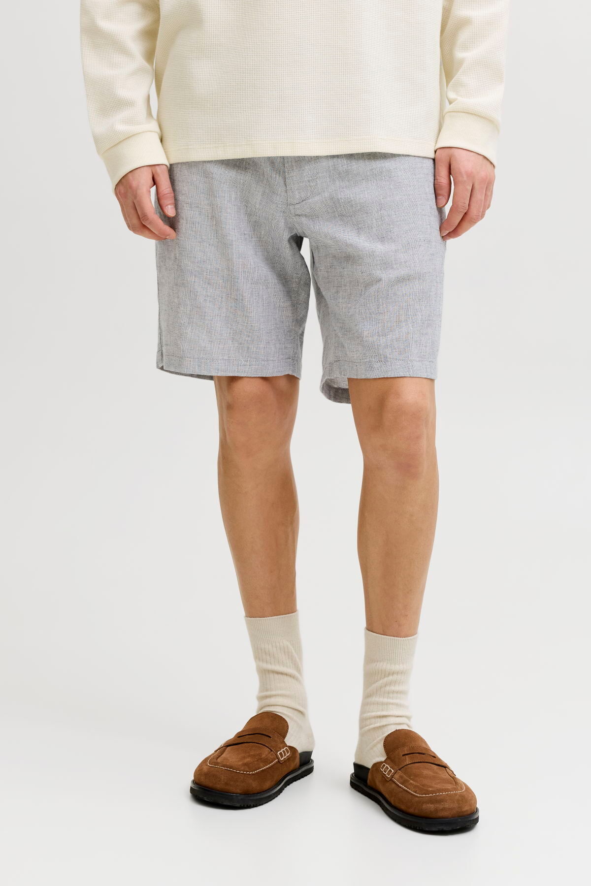 شلوارک مردانه جیب‌دار چینو از جنس کتان - Dave جک اند جونز شلوارک برمودا Jack & Jones