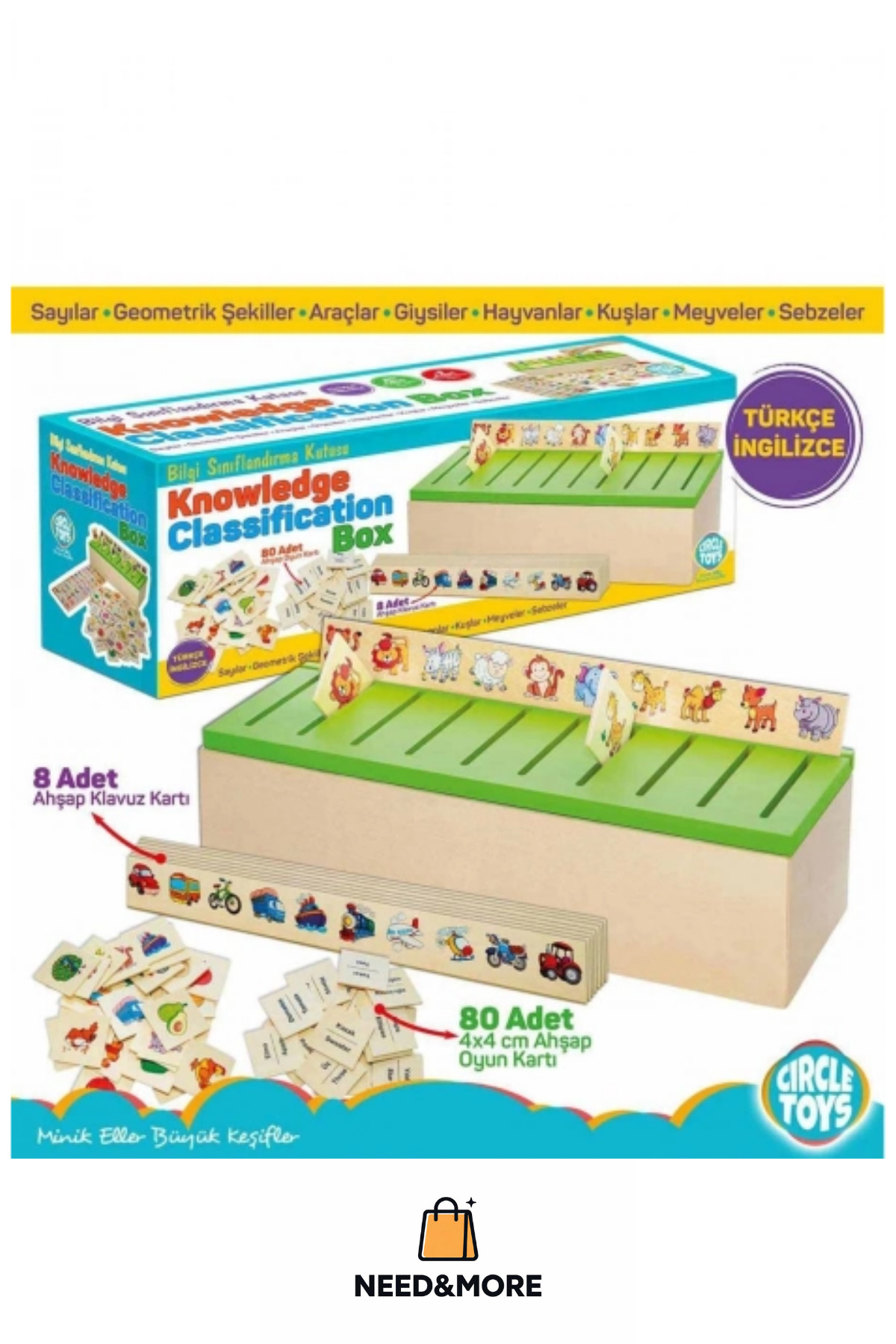 NEED&MORE #Zeka Geliştirici Kişisel Gelişim Çocuk Ahşap Bilgi Sınıflandırma Kutusu fotoğrafı 3 (önizleme)