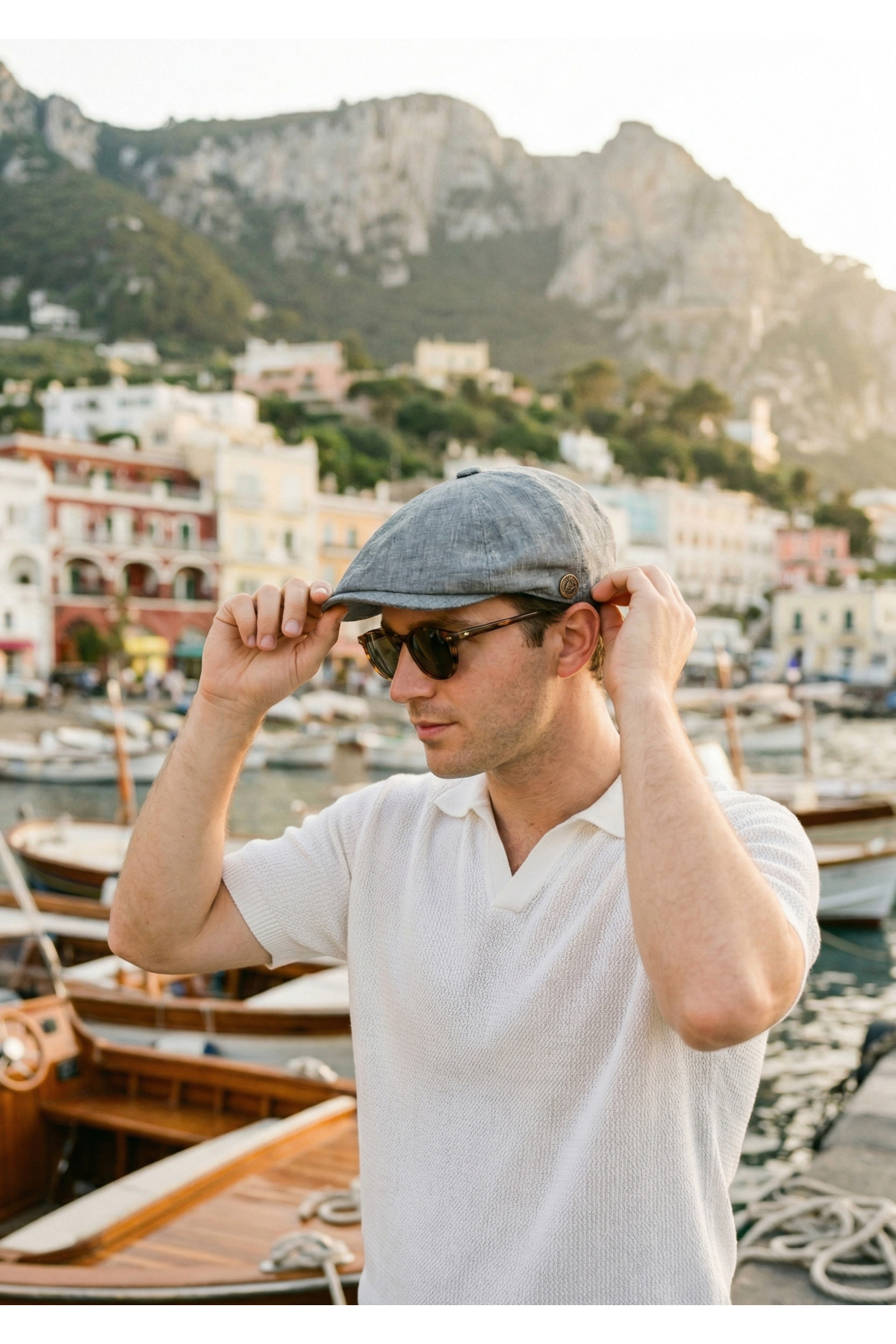 emybox  %100 Keten 8 Parça Erkek Kasket Old Money Klasik Şapka - El Yapımı Yazlık Lastikli Terletmez - Görsel 6