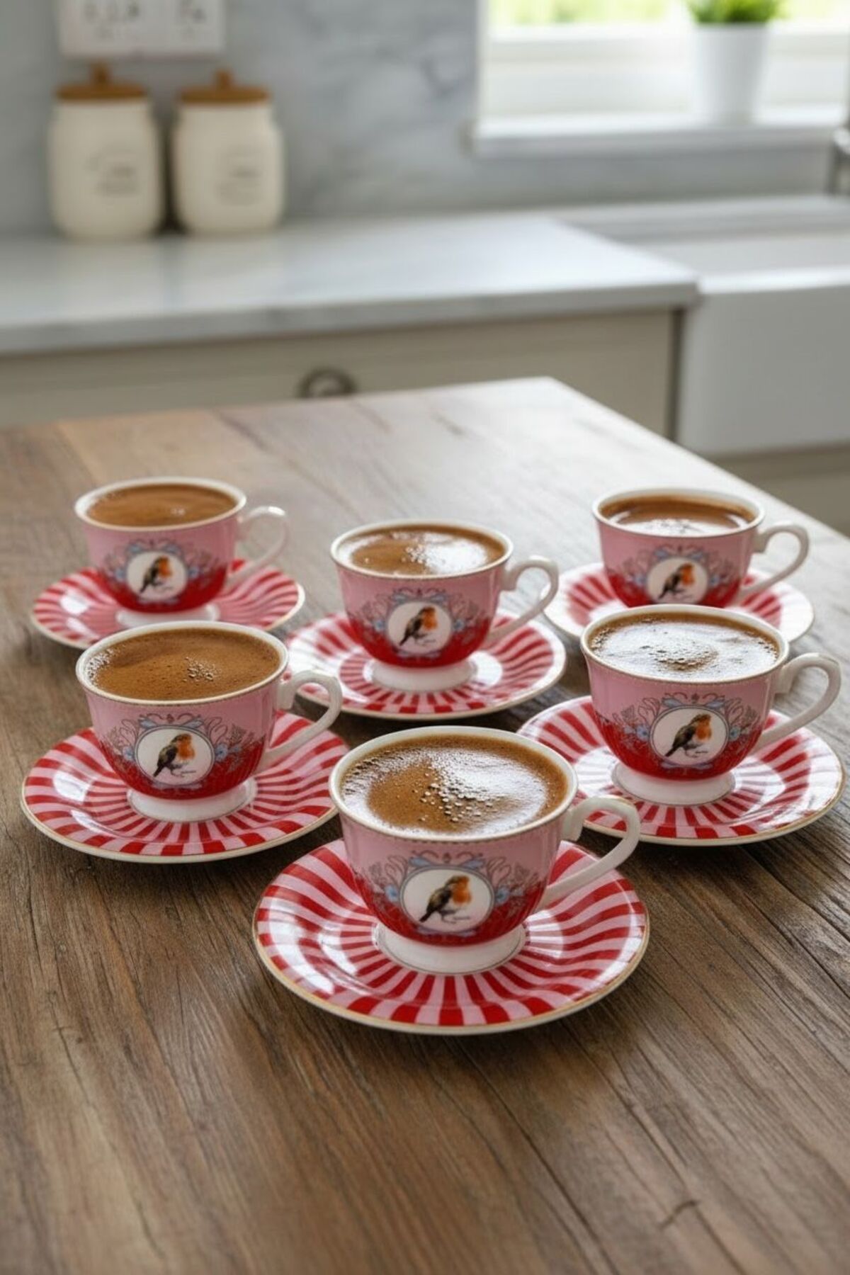 Acar Birdie 6 Kişilik Porselen Kahve Fincanı Takımı | Dekoratif Sunum Seti