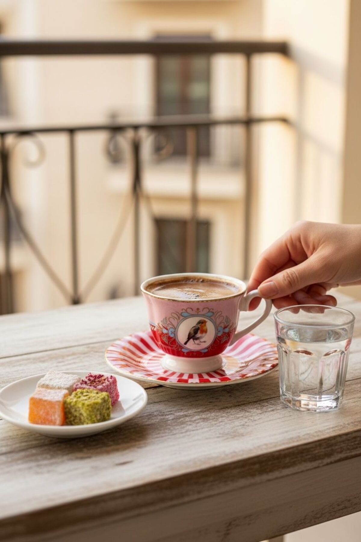 Acar Birdie 6 Kişilik Porselen Kahve Fincanı Takımı | Dekoratif Sunum Seti