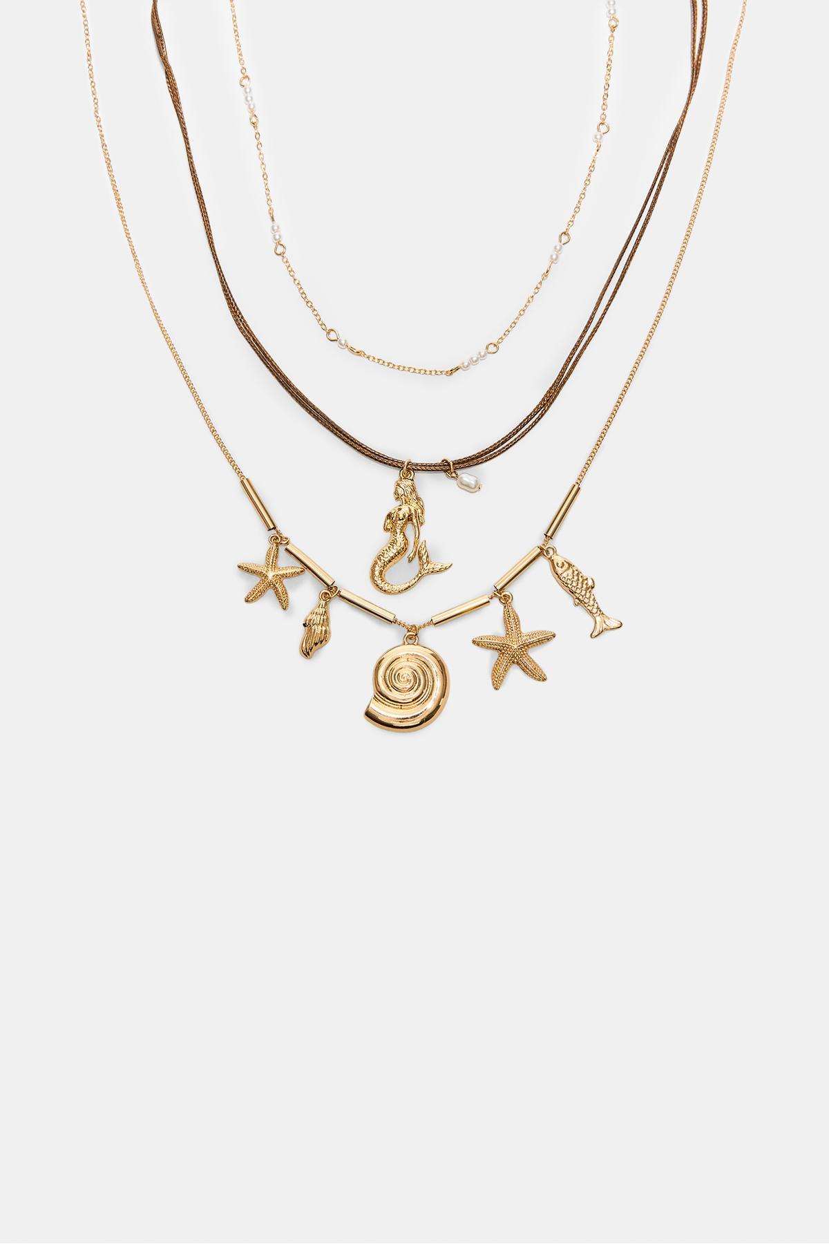 3-Piece mermaid charm necklace set