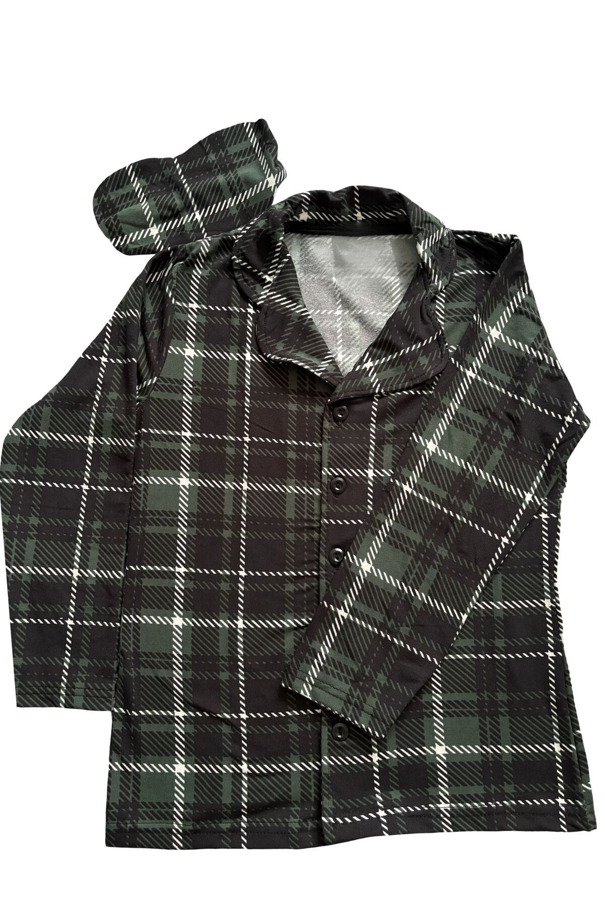 mışıl mışıl kids Erkek Çocuk Milan Kumaş Ekose Desenli Gömlek Yaka Düğmeli Uyku Bantlı Pijama Takımı fotoğrafı 5 (önizleme)