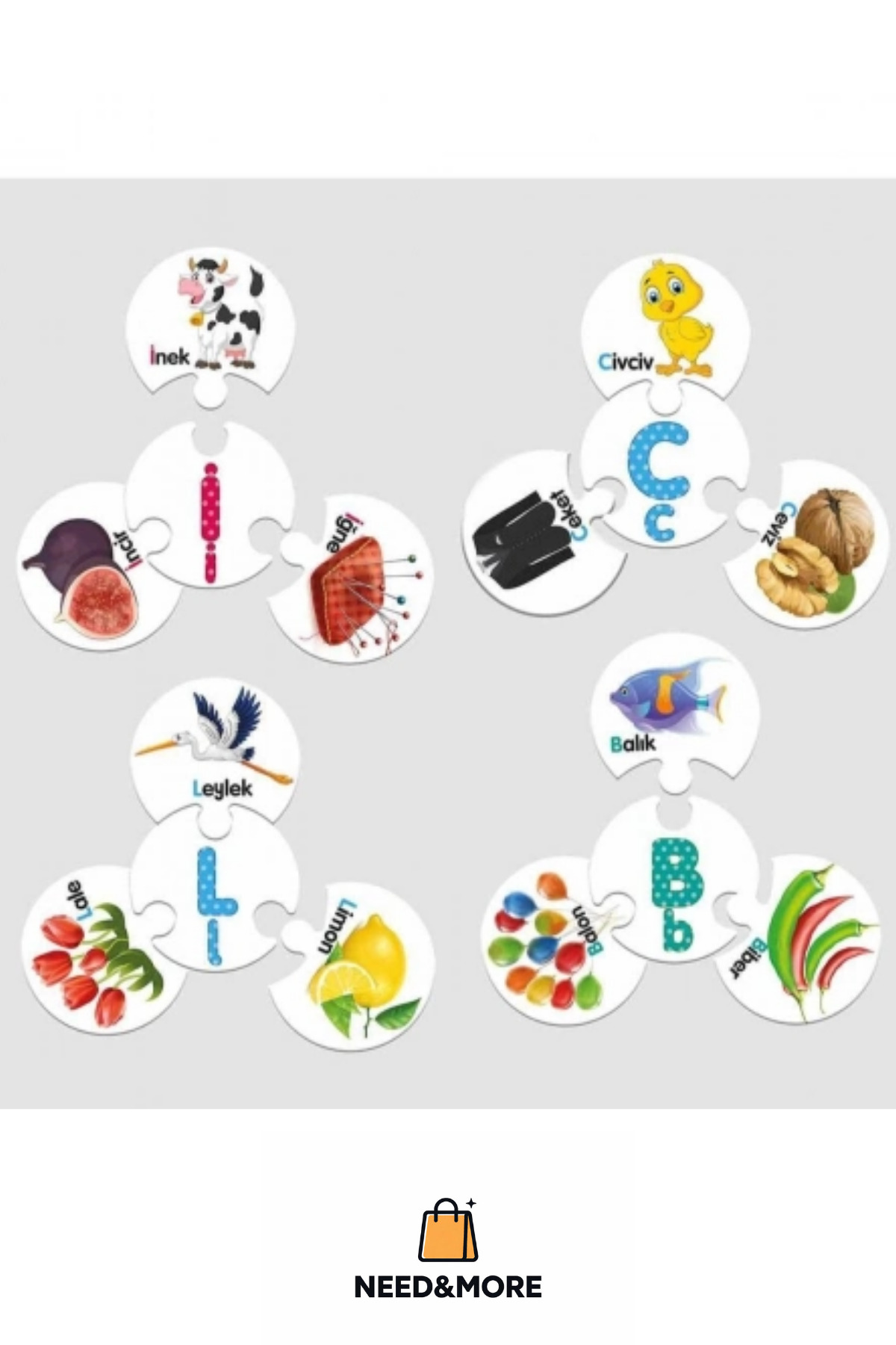 NEED&MORE #Zeka Geliştirici Eğitici Çocuk El Göz Koordinasyonu Matematik Sayı Rakam Alfabe Puzzle fotoğrafı 3 (önizleme)