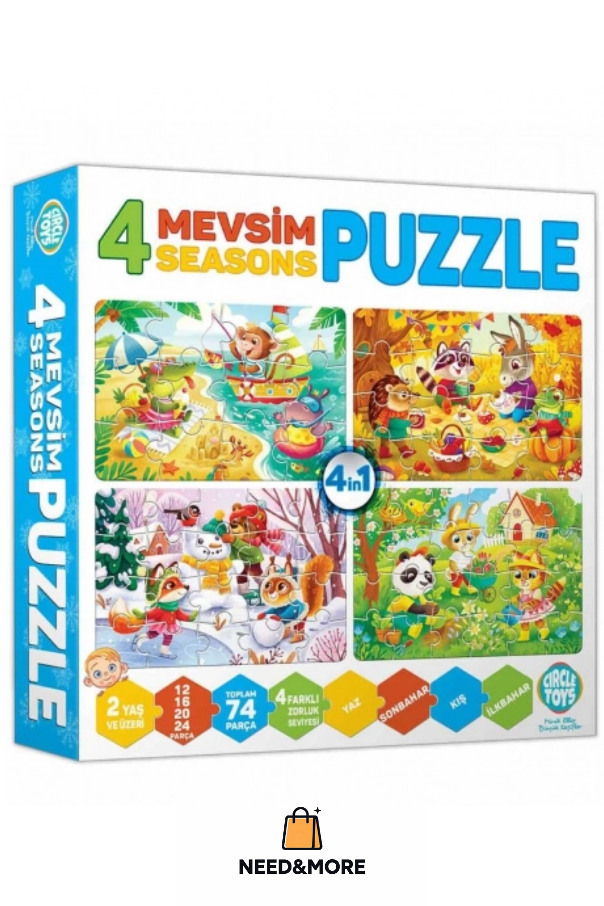 NEED&MORE #Zeka Geliştirici Eğitici Çocuk 12 + 16 + 20 + 24 Parça Puzzle: 4 Mevsim fotoğrafı 2 (önizleme)