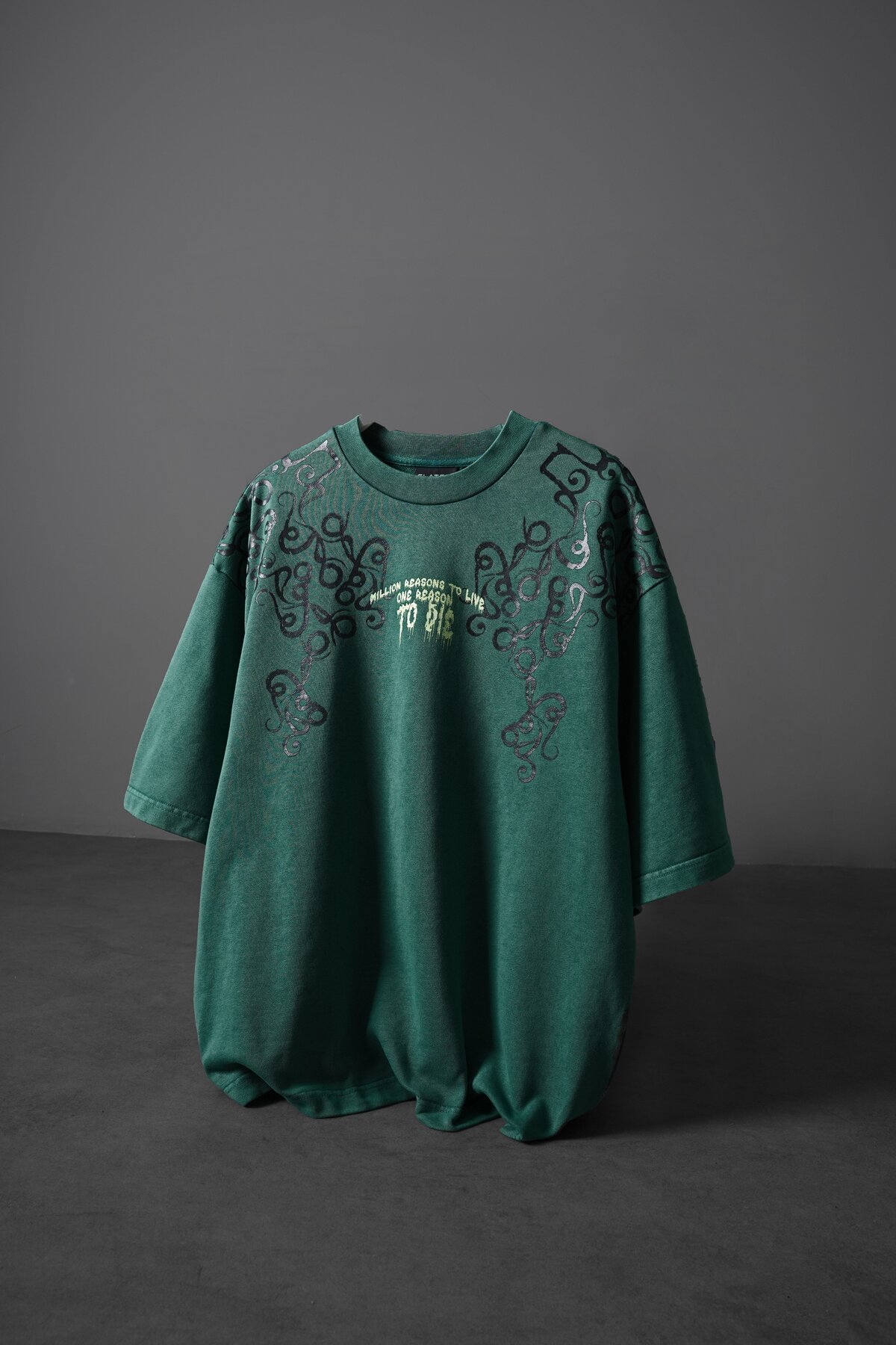 Slatra  Erkek Yeşili What Can İ Die For Oversize Yıkama Efektli Tshirt - Görsel 2