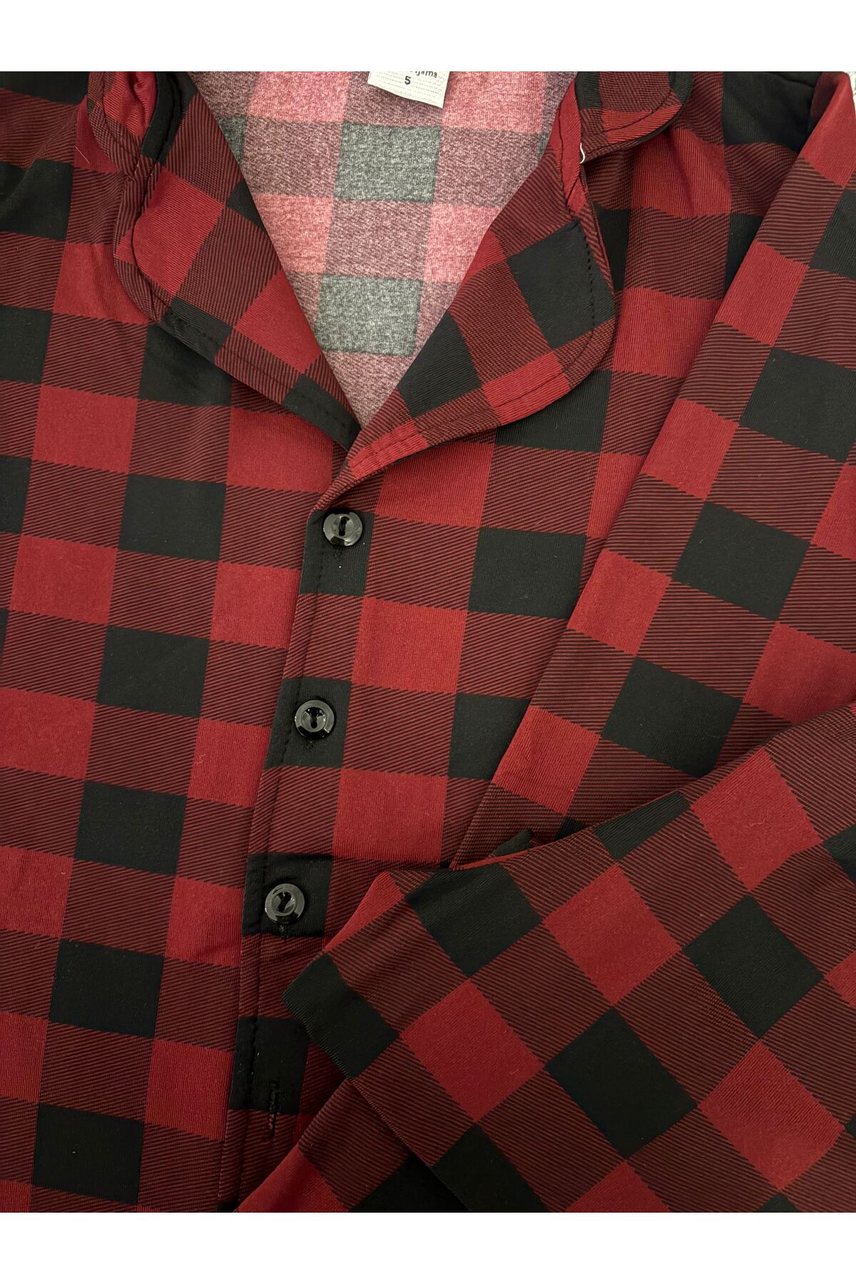 mışıl mışıl kids Erkek Çocuk Yazlık Milan Kumaş Uyku Bantlı Kırmızı Ekose Gömlek Yaka Pijama Takımı fotoğrafı 5 (önizleme)