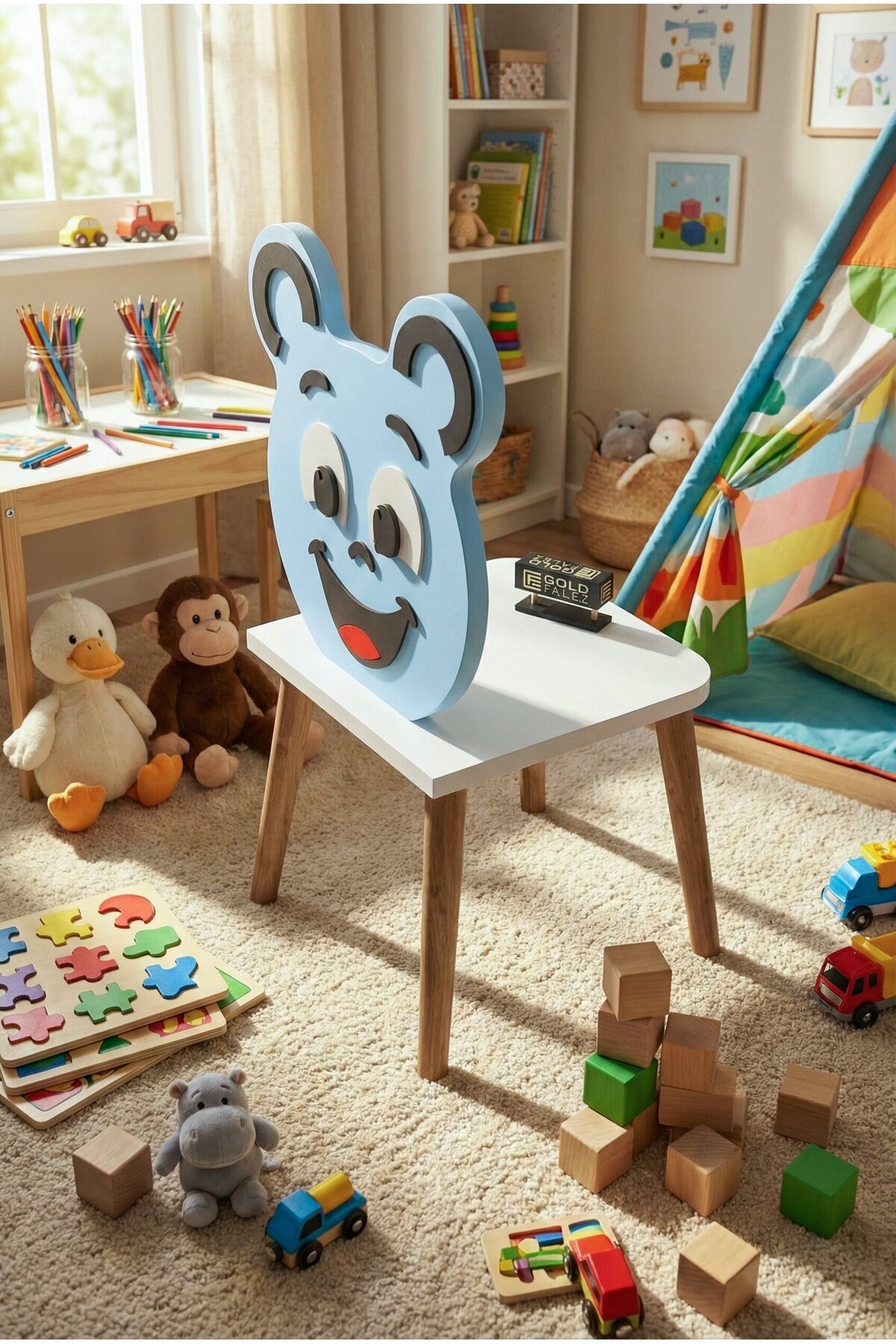 Goldfalez Happy Face Çocuk Sandalyesi Mavi görsel 2