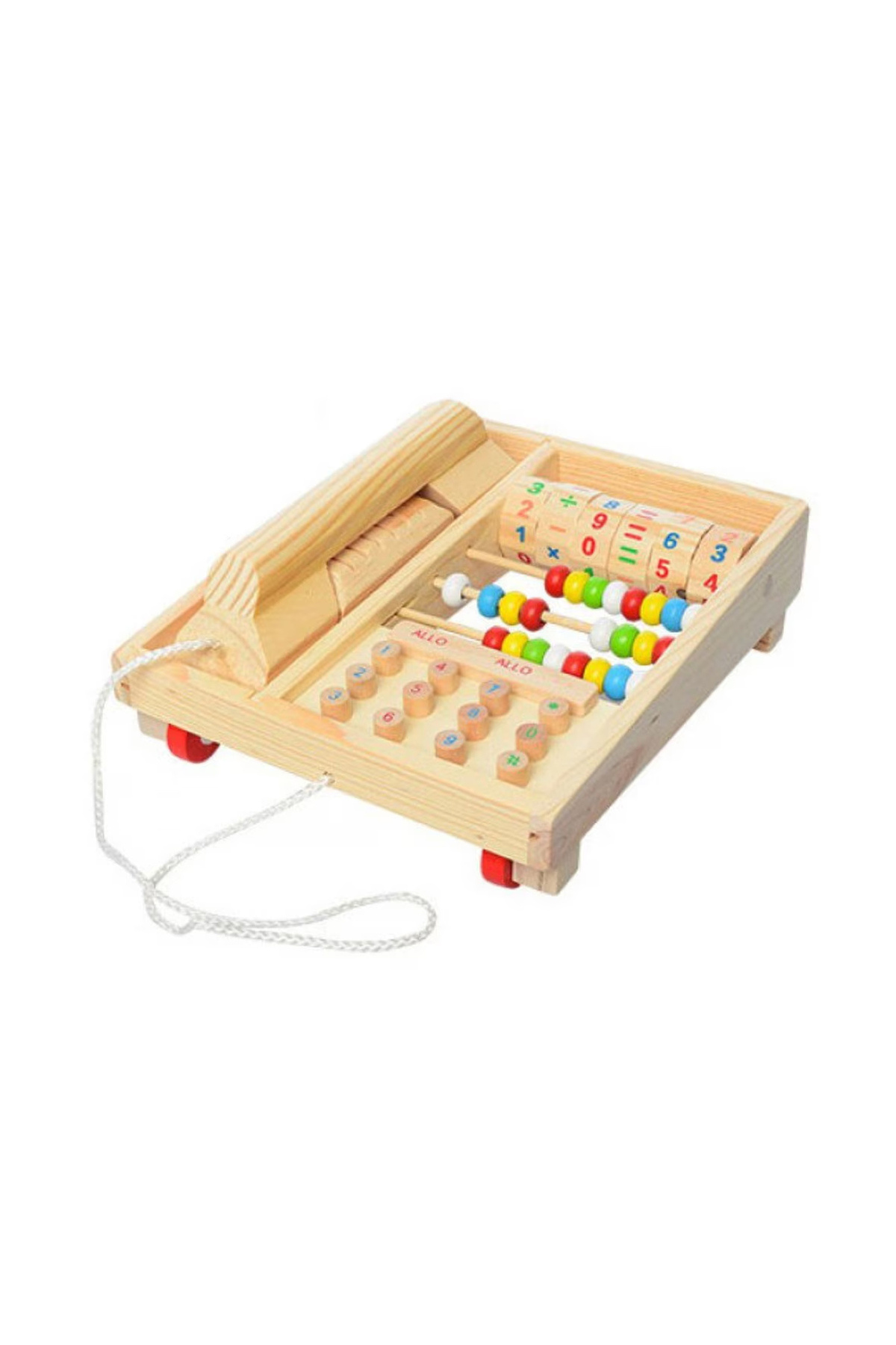direkstoktan Eğitici Ahşap Çok Fonksiyonlu Telefon Oyuncağı - Abaküs ve Sayı Bloklu Matematik Seti - 36+ Ay fotoğrafı 3 (önizleme)