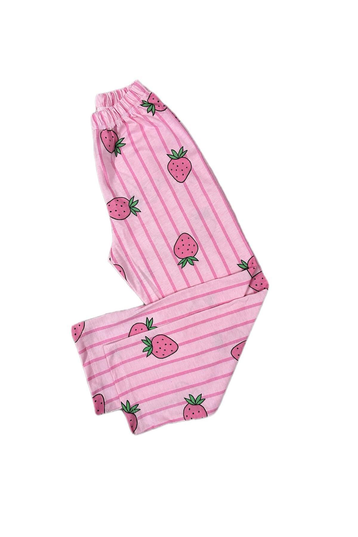 byalisdmr KIZ ÇOCUK PİJAMA TAKIMI PEMBE ÇİLEK DESEN %100 PAMUK SÜPREM KUMAŞ UZUN KOL GÖMLEK YAKA fotoğrafı 6 (önizleme)