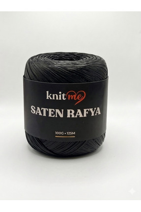 knitme Saten Rafya Siyah Hobi Örgü Çanta İpi 100gr (Yumuşak malzeme, rahat ör...