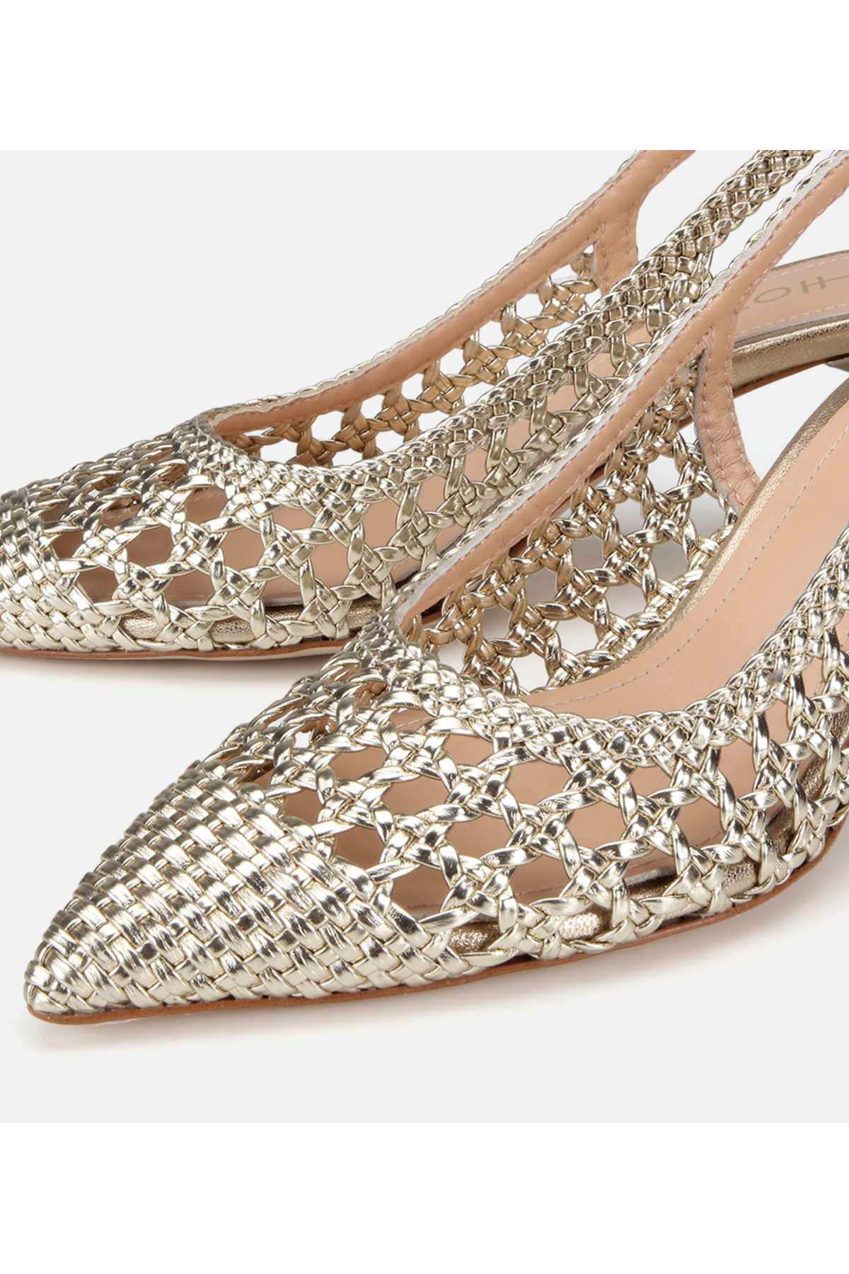 Hotiç  Kadın Gold Örgü Detaylı Arkası Açık Kısa Topuklu Stiletto - Görsel 3