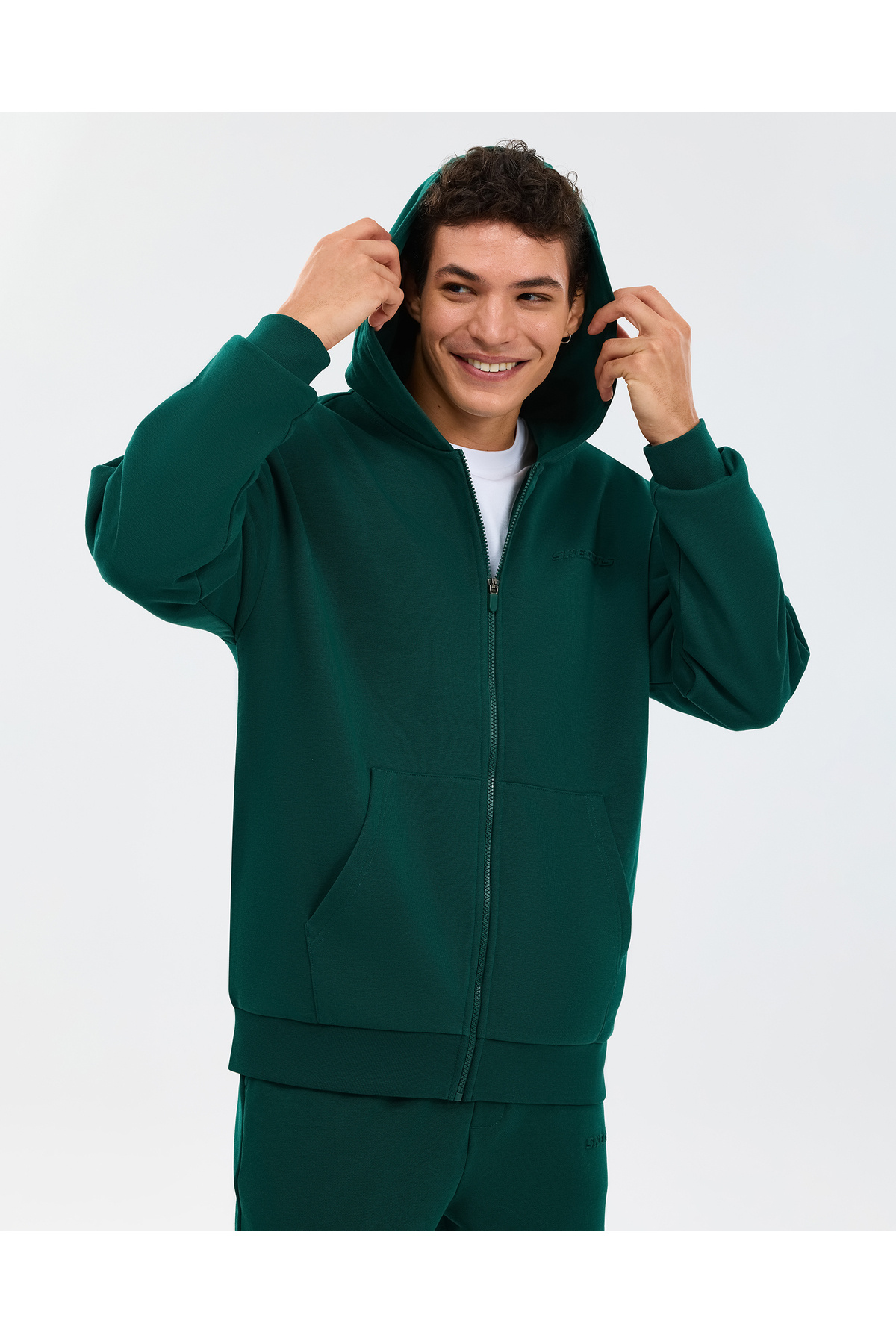 SKECHERS M Essential Full Zip Hoodie Sweatshirt Erkek Haki Sweatshirt S2610014-4222 görsel 3