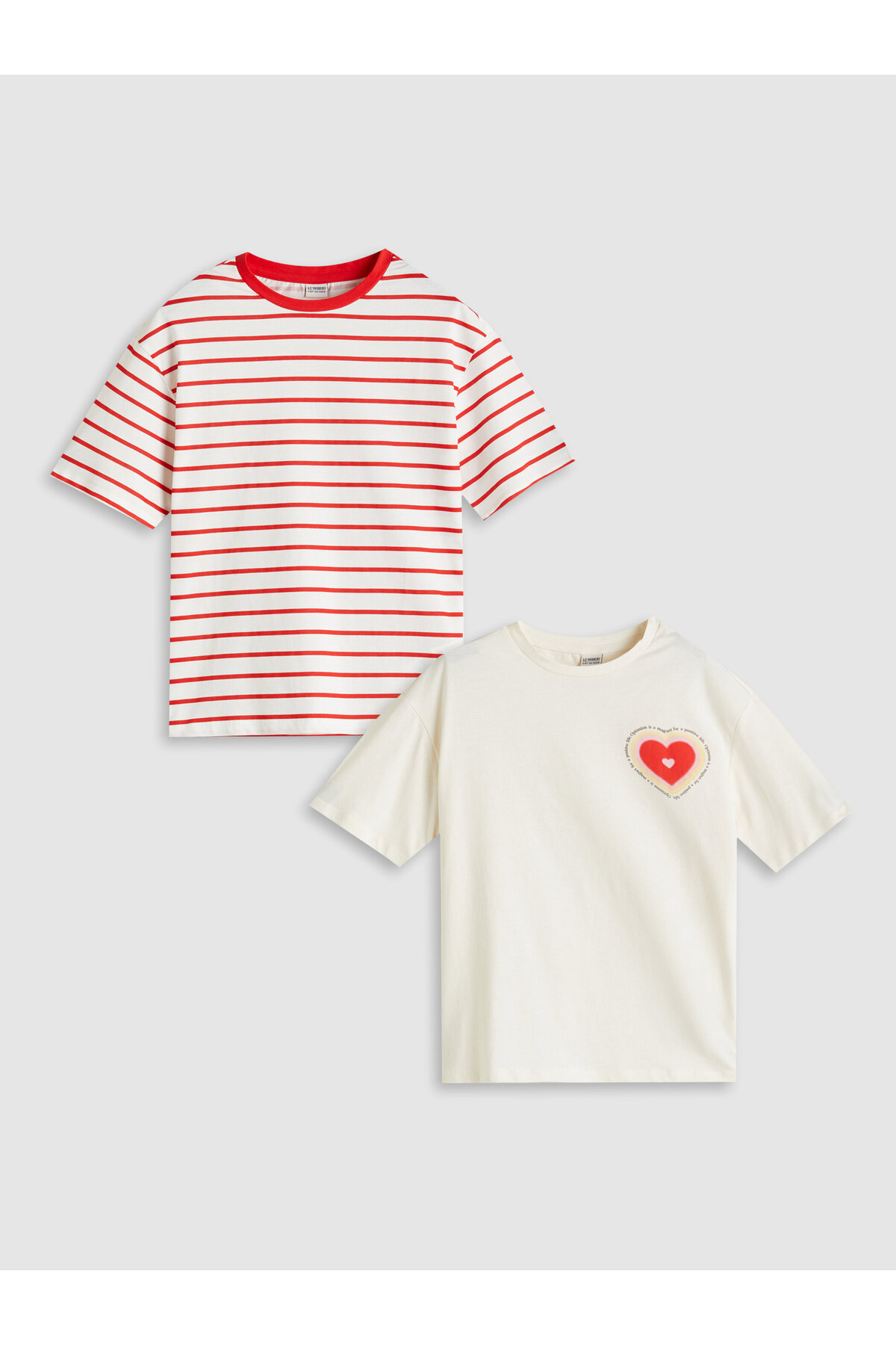 LC Waikiki Set de tricouri pentru fete cu guler rotund (2 piese)