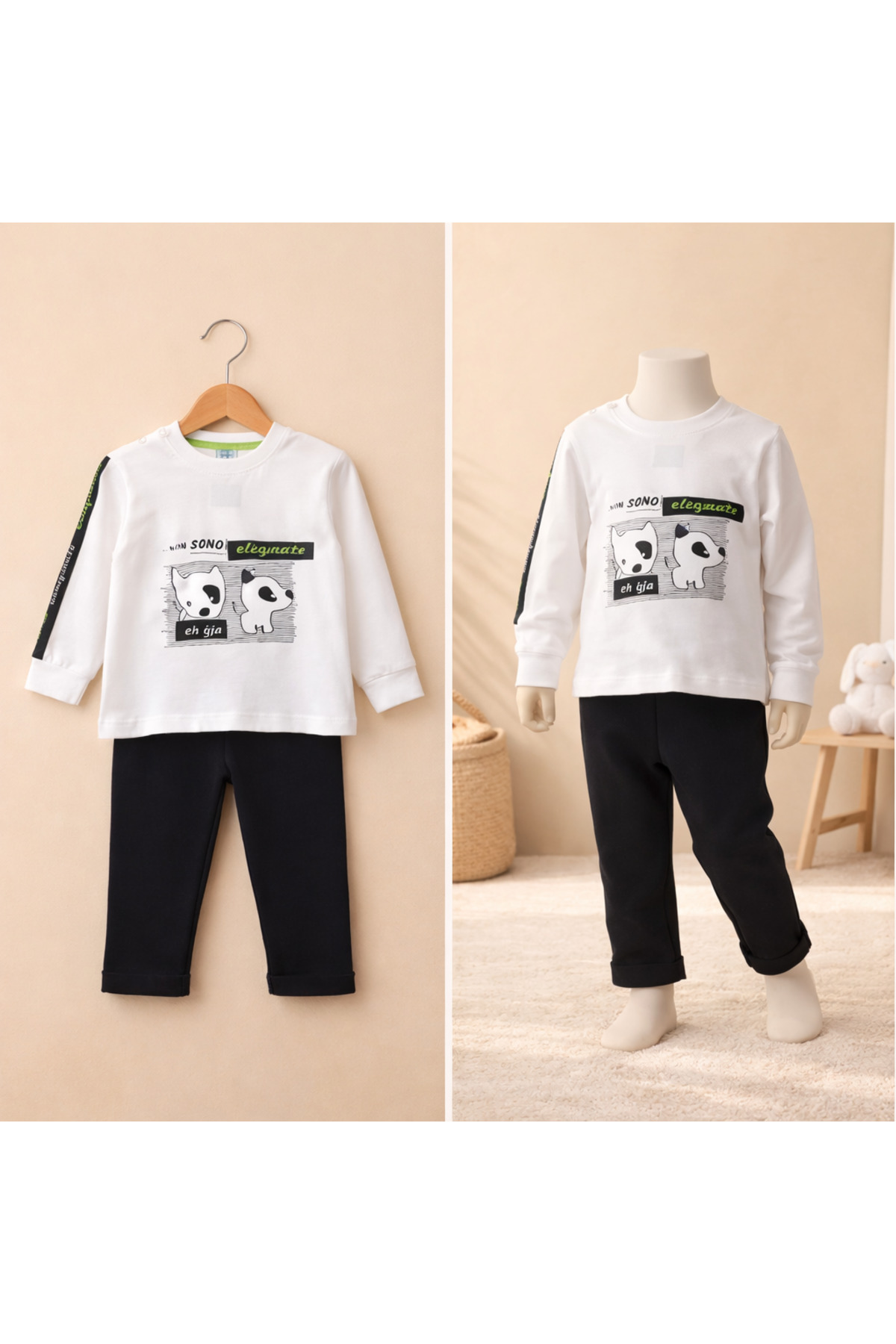 vinezza Renkli Baskılı 1. Kalite Pamuklu Erkek Bebek Takımı fotoğrafı 2 (önizleme)