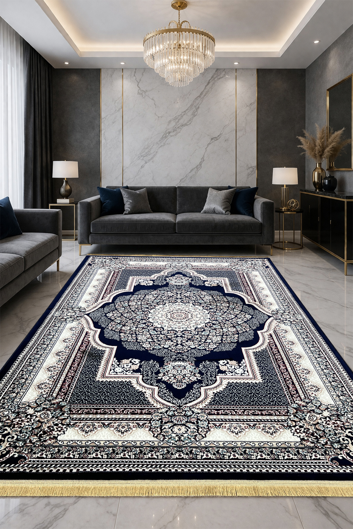 4 Square Meters - 6 Square Meters Modern Living Room Rug Soft Texture Antiallergic Silk Cream