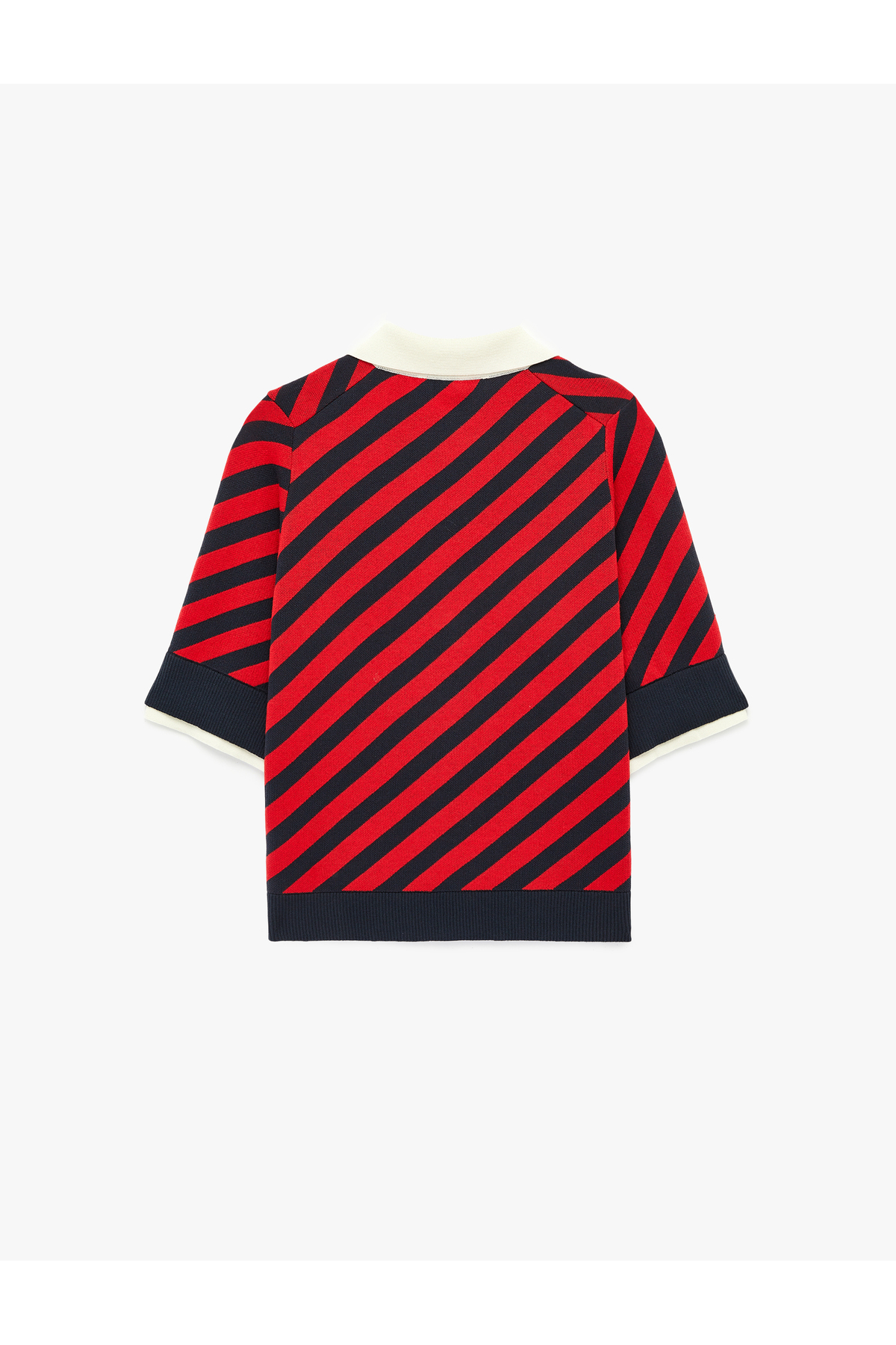 Koton  Kısa Kollu Düğmeli Polo Yaka Çizgili Triko Kazak - Görsel 2