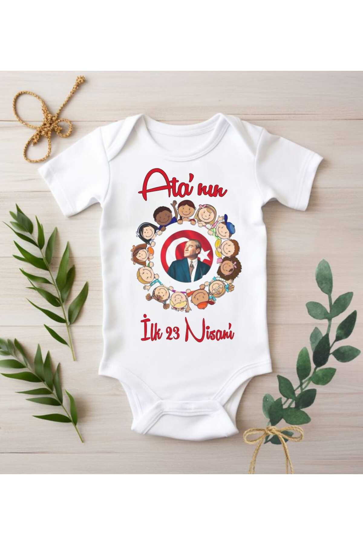 BY TUNA DESİGN Kişiye Özel 23 Nisan Bebek Body – İsimli Atatürk Baskılı Türk Bayraklı Zıbın (0-12 Ay) fotoğrafı 4 (önizleme)