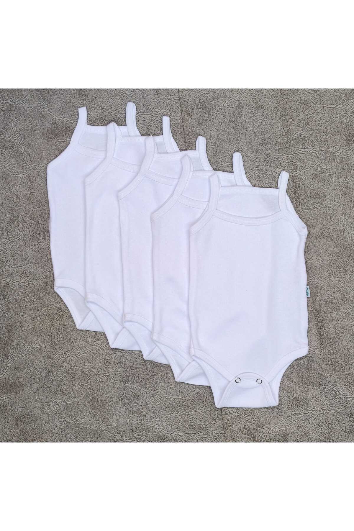 vieso 5'li İp Askılı Pamuklu Çıtçıtlı Bebek Body Zıbın Atlet Ekonomik fotoğrafı 6 (önizleme)