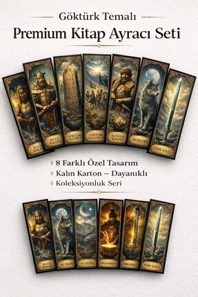 YEAP OFFICE Göktürk Temalı Premium Kitap Ayracı Seti 8’li – Türk Tarihi & Kol...