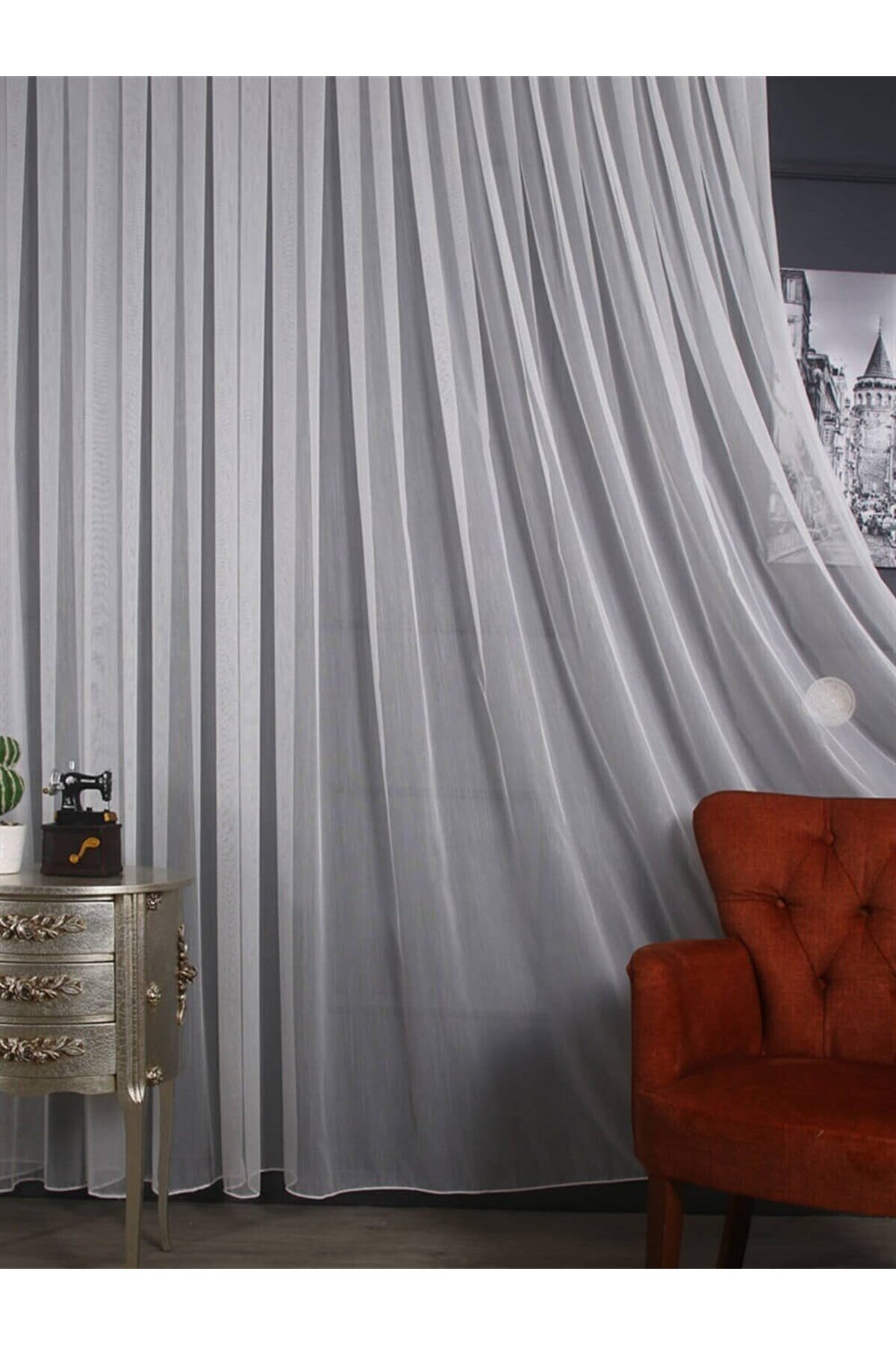 Luxury Bamboo Slub Tulle, Curtain, Suitable for All Rooms, Slub Tulle Curtain, Medium Pleated