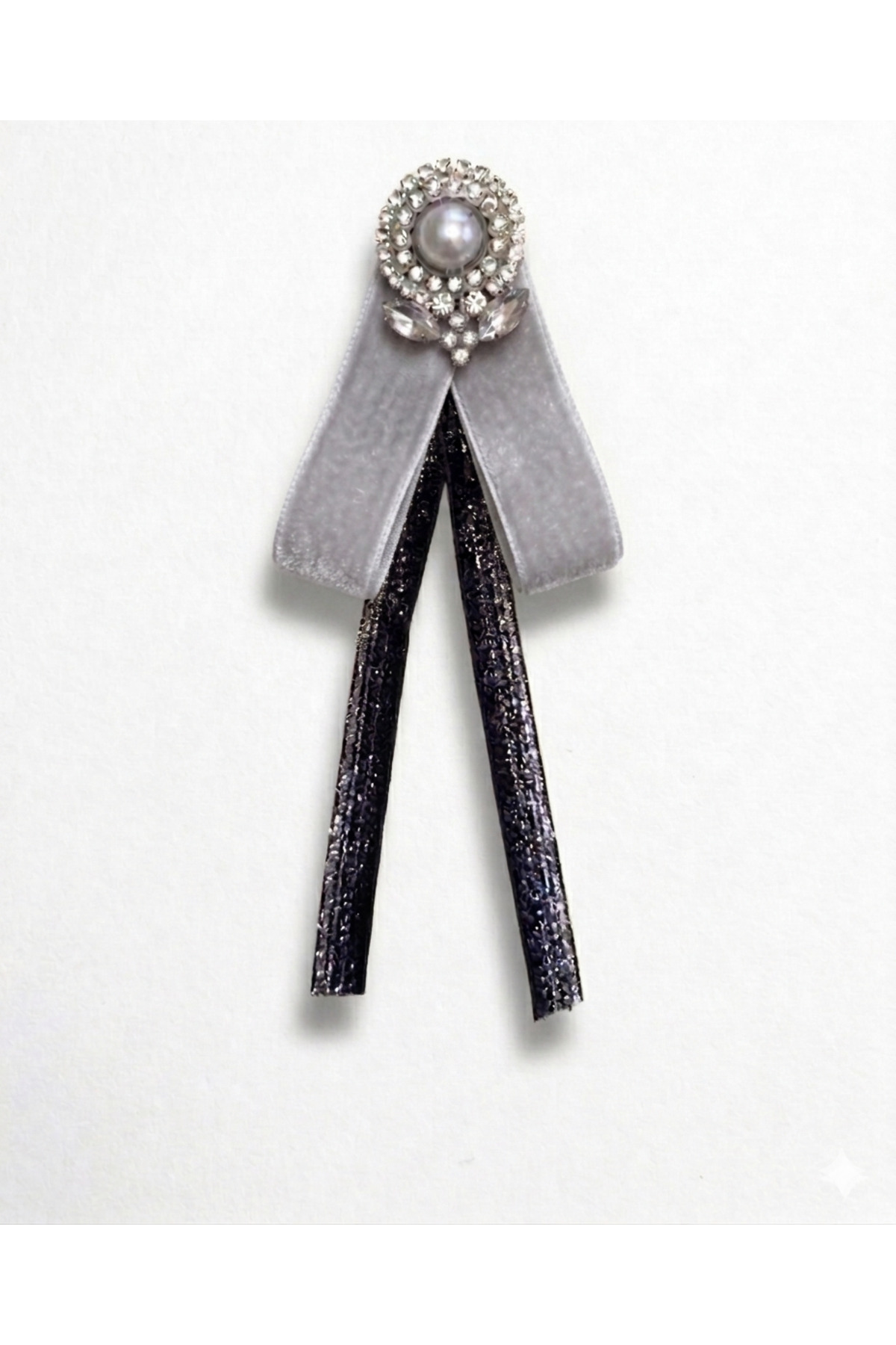 GREY VELVET PEGU LUXURY COLLAR PIN COLLAR BROOCH RIBBON BROOCH PREMIUM SERIES HANDMADE SOUVENIR