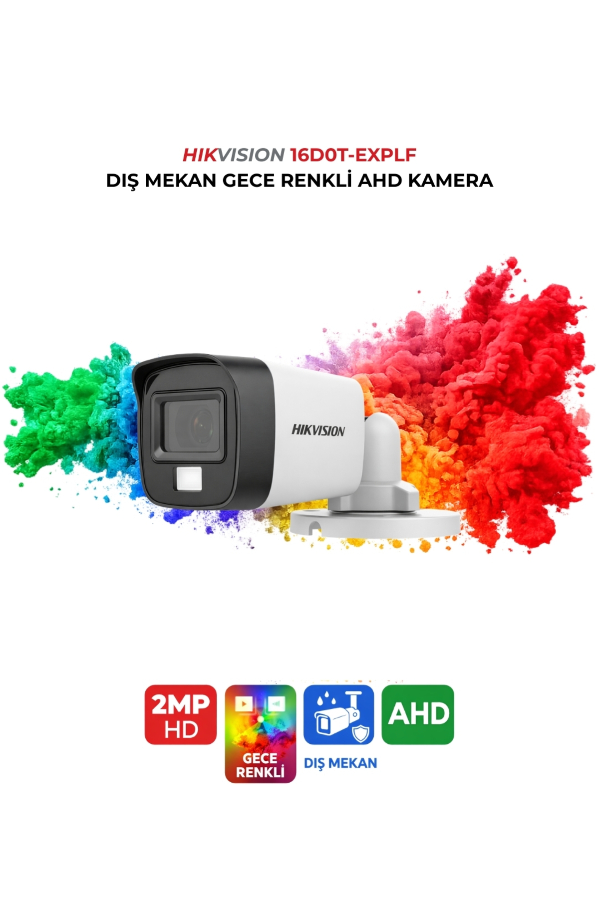 Hikvision DS-2CE16D0T-EXLPF Gece Renkli Kamera 2MP Akıllı LED 2.8mm