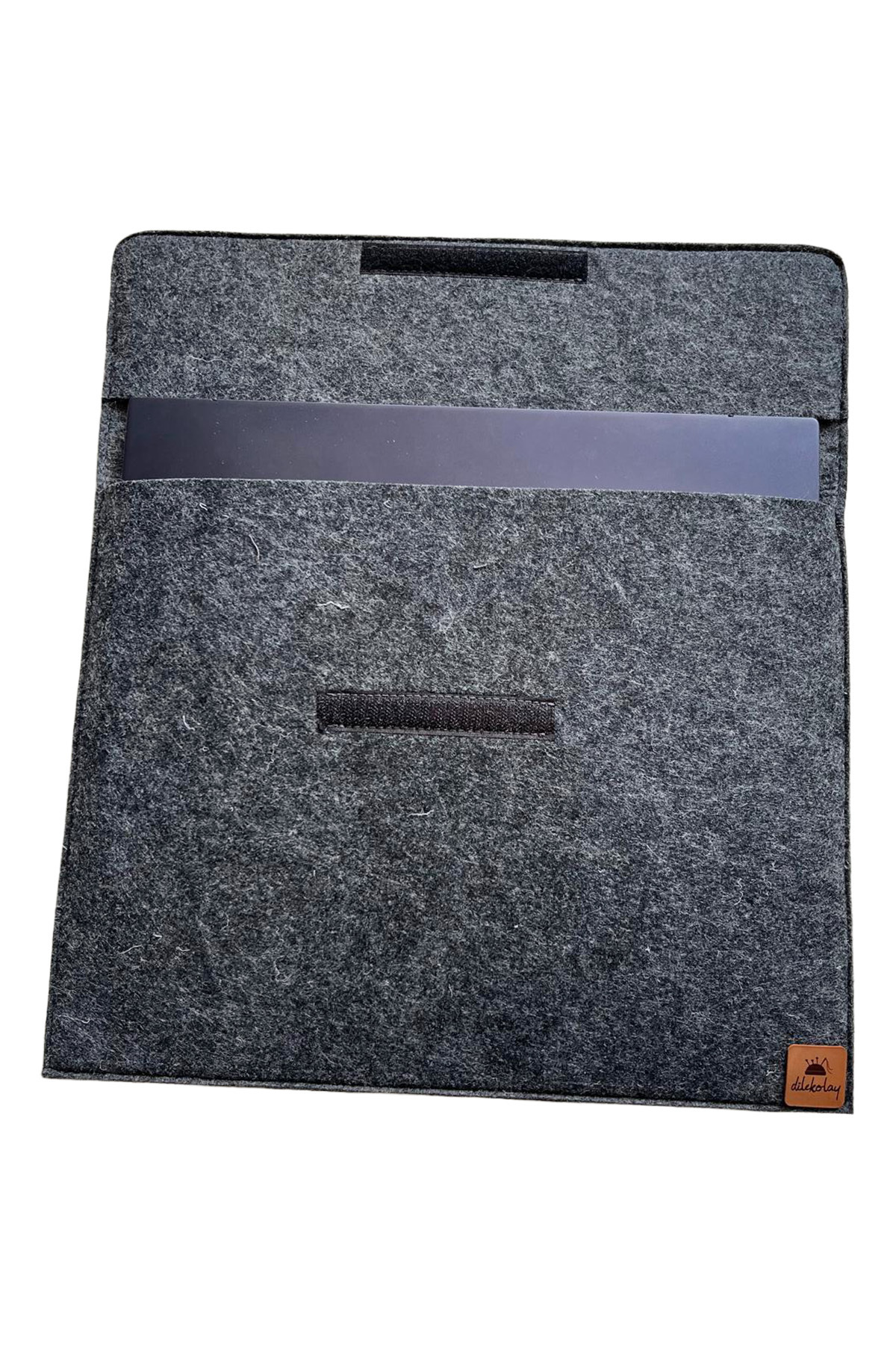 dilekolay  Keçe Notebook Çantası - Tablet Kılıfı - Dosya Çantası - Cırt Bantlı - Minimalist Tasarım - Görsel 7